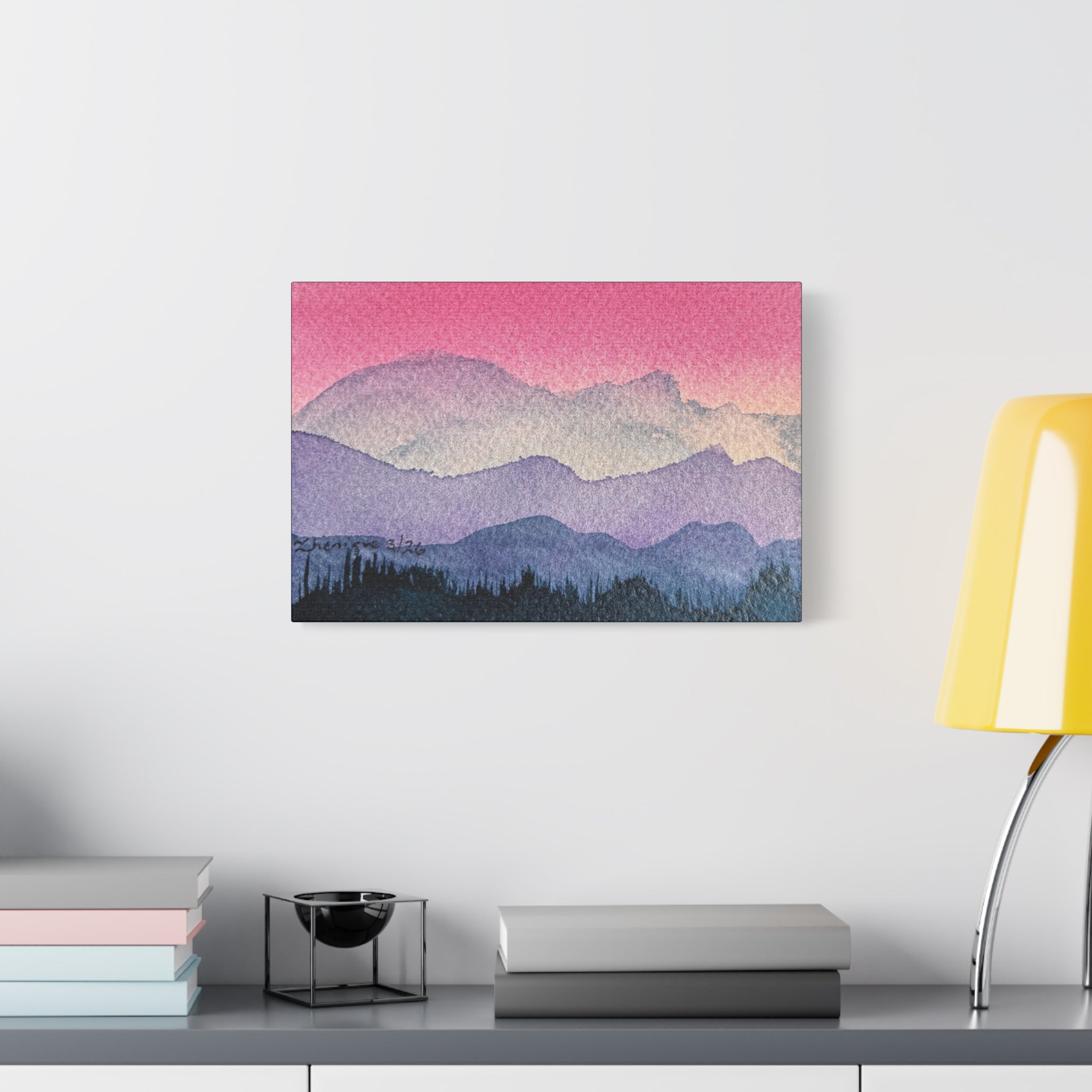 Jen Pink Sky watercolor on canvas