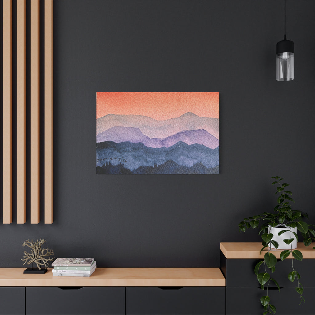 Salmon Sky Watercolor Canvas Print — Matte Stretched 1.25"