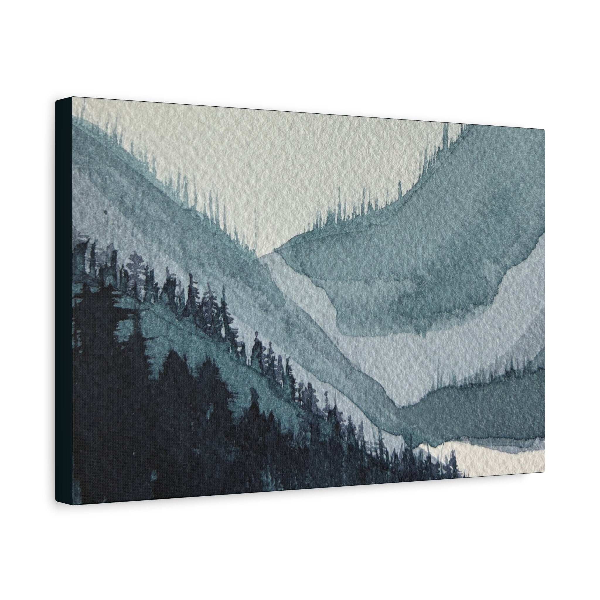 Kristi Mountain Mist Watercolor Canvas Wall Art — Stretched Matte Landscape Print
