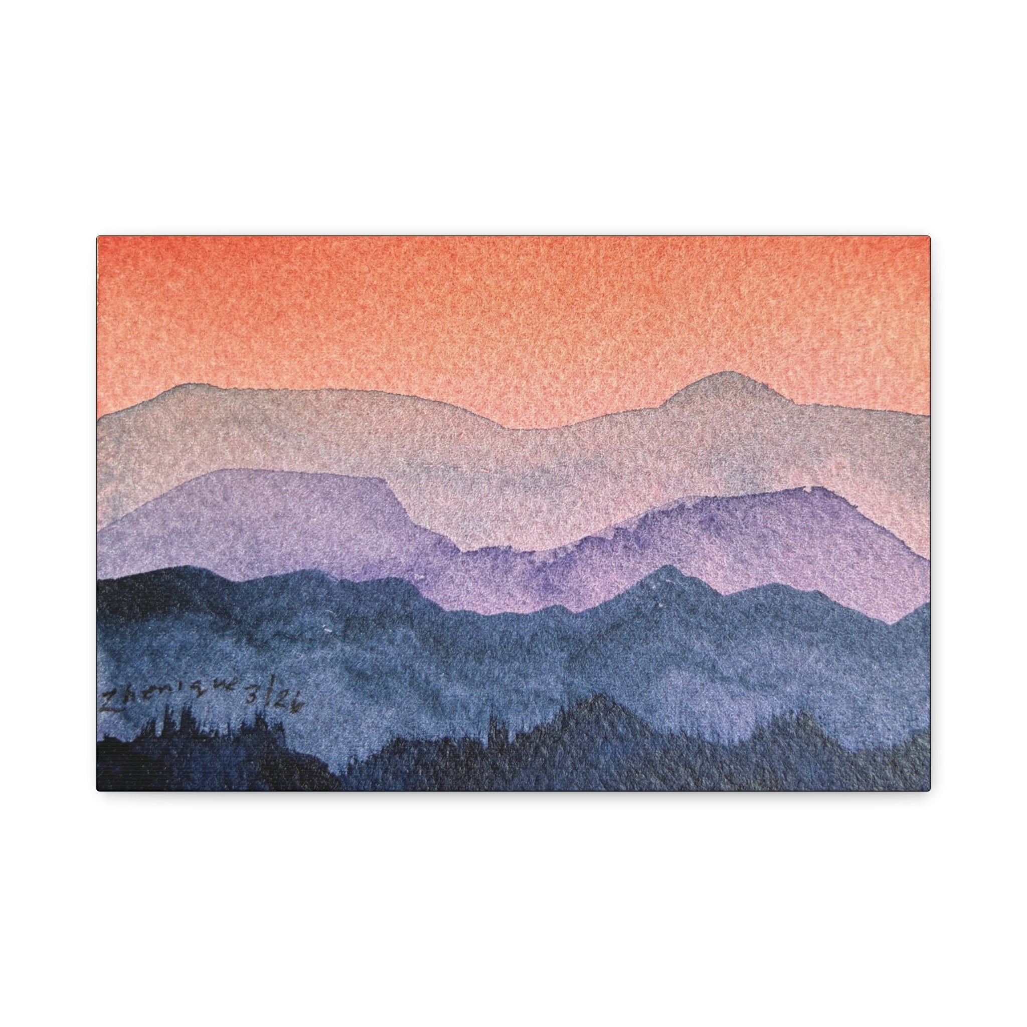 Salmon Sky Watercolor Canvas Print — Matte Stretched 1.25"