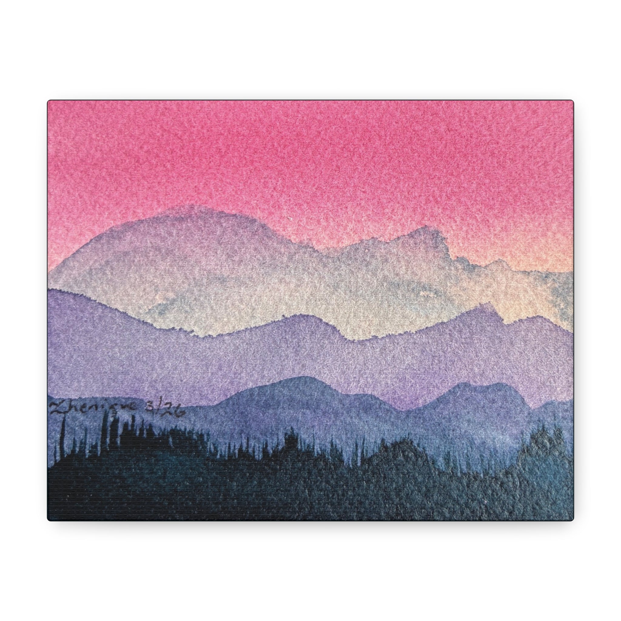 Jen Pink Sky watercolor on canvas