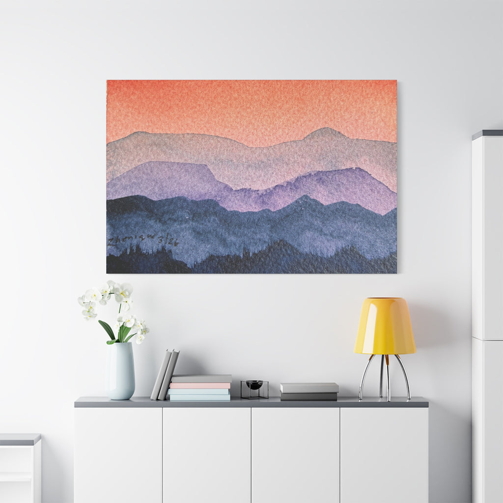 Salmon Sky Watercolor Canvas Print — Matte Stretched 1.25"