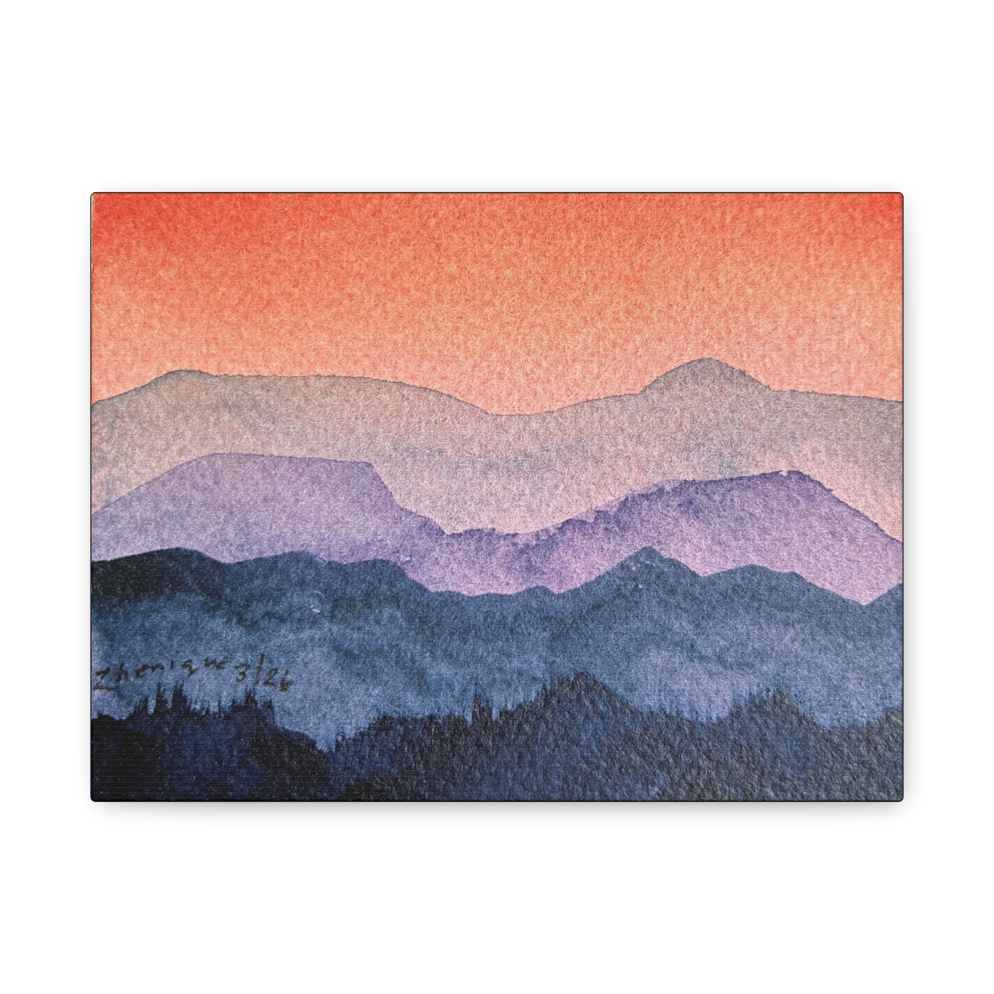 Salmon Sky Watercolor Canvas Print — Matte Stretched 1.25"