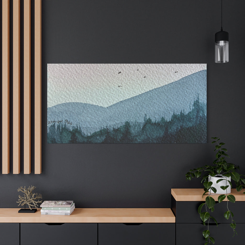 British Columbia Foggy b Watercolor Canvas Print