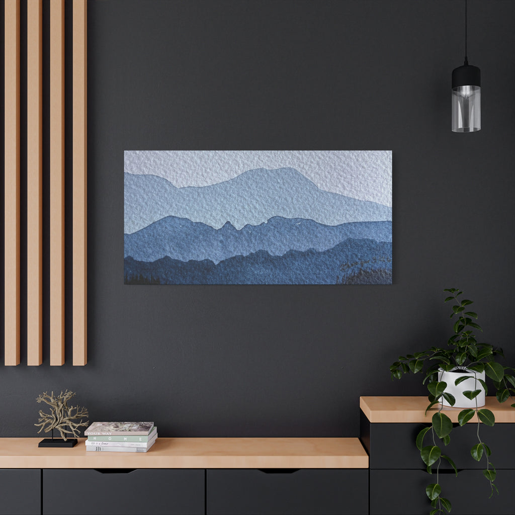 British Columbia Foggy a Watercolor Canvas Print