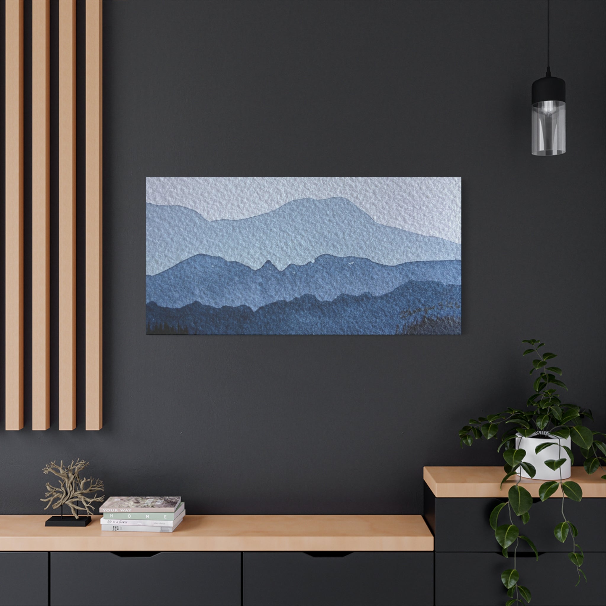 British Columbia Foggy a Watercolor Canvas Print