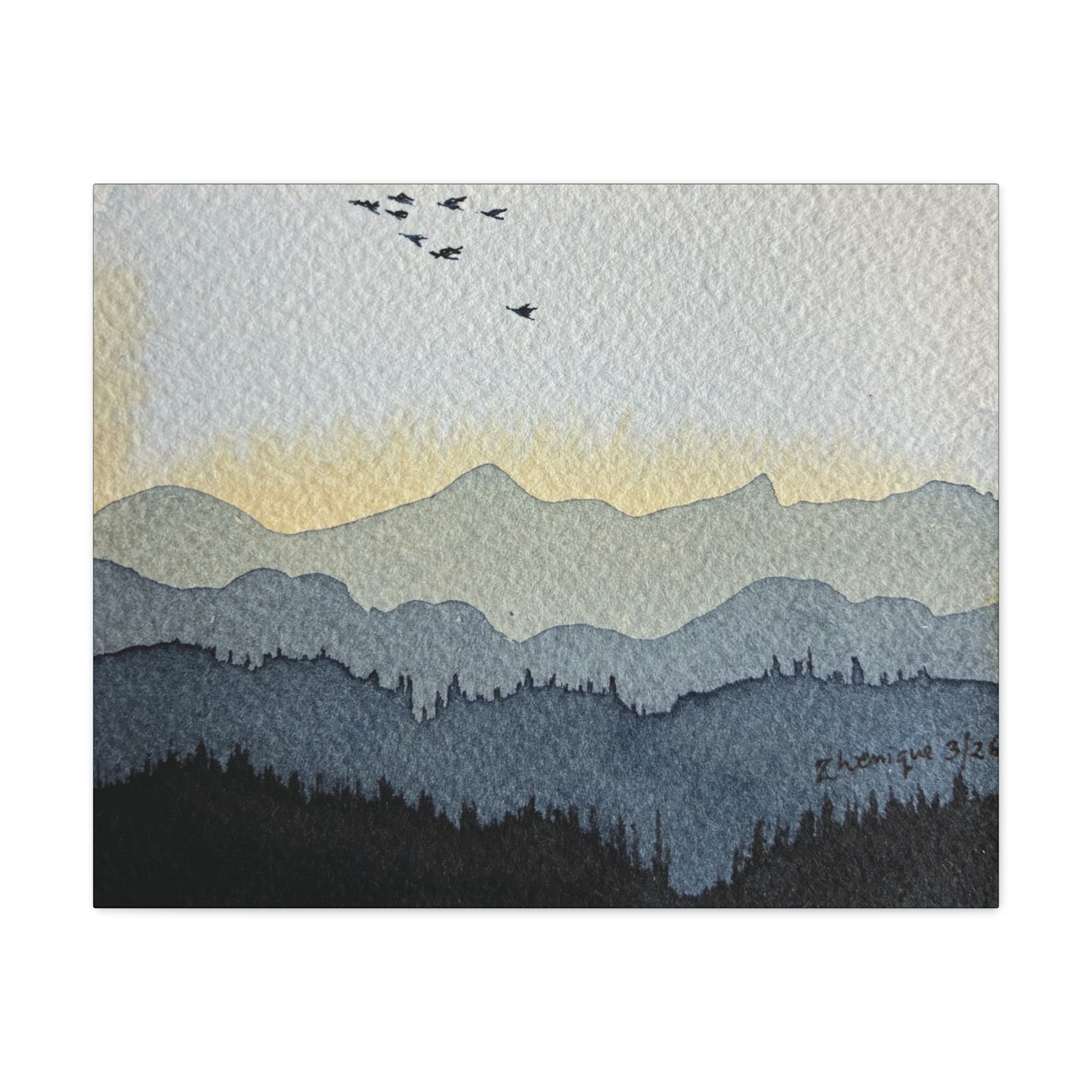 Mountain Sunrise Watercolor Canvas Print