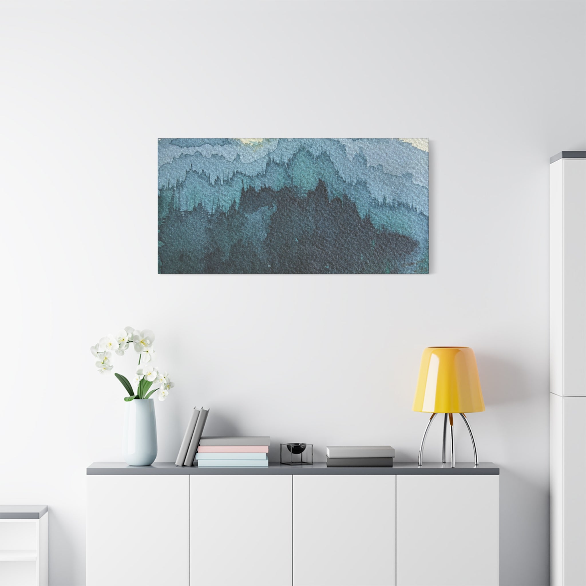 British Columbia Foggy c Watercolor Canvas Print