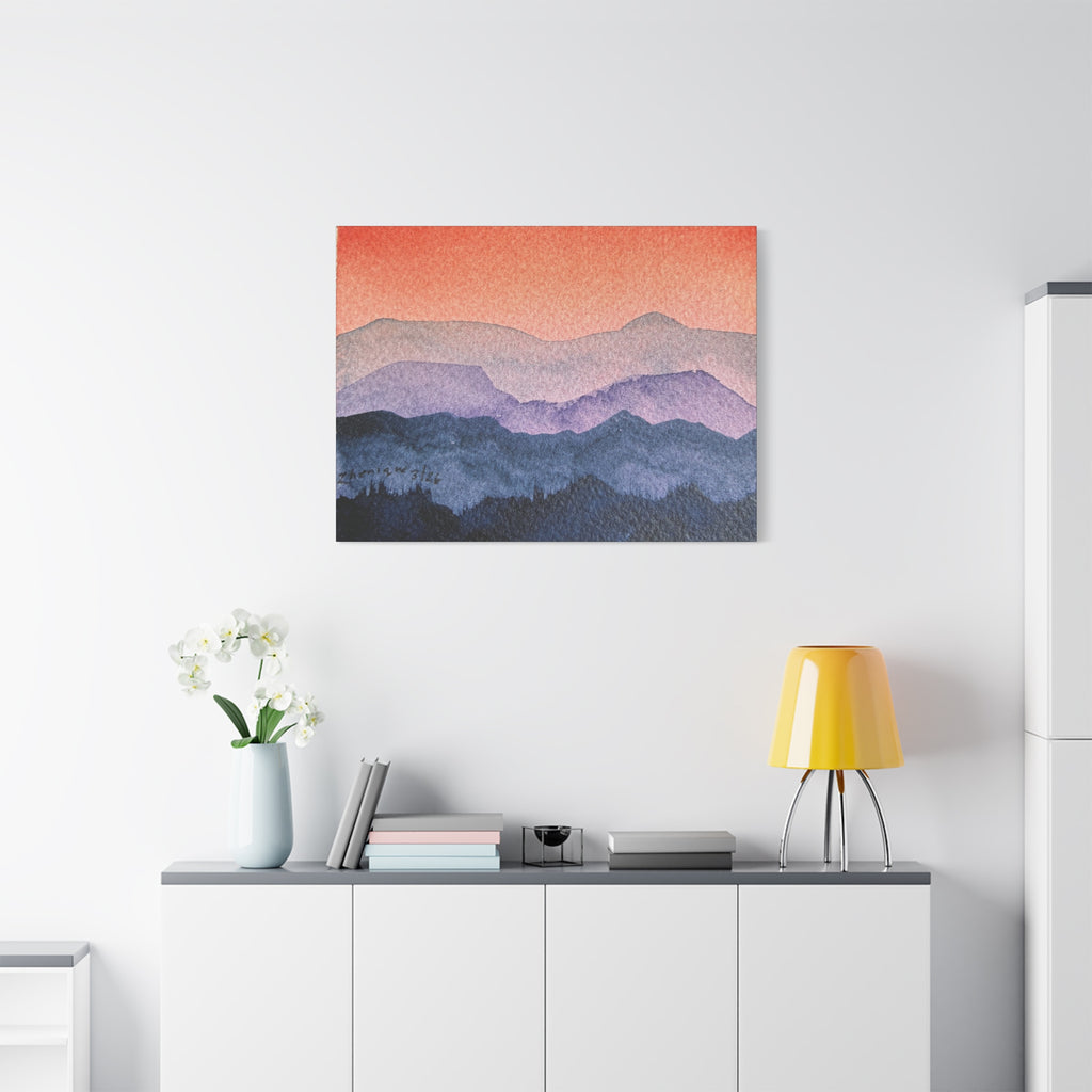 Salmon Sky Watercolor Canvas Print — Matte Stretched 1.25"