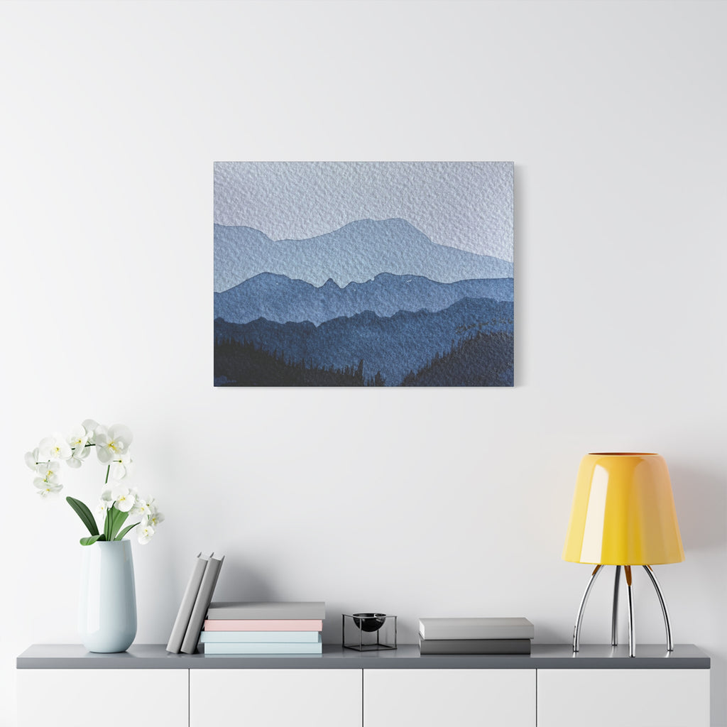 British Columbia Foggy a Watercolor Canvas Print