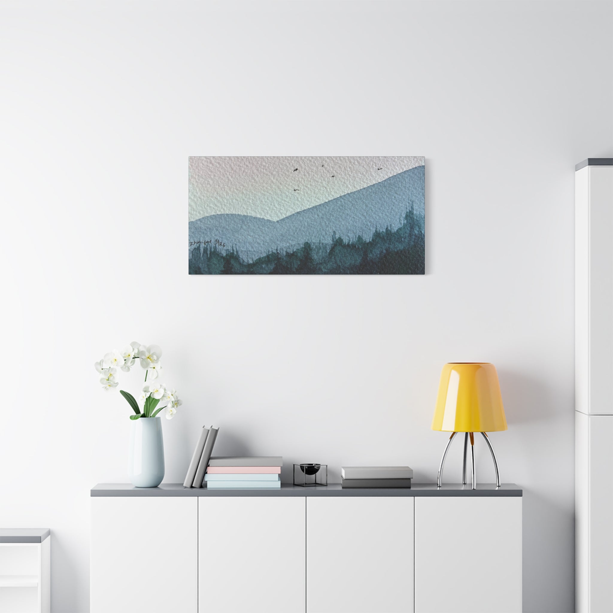 British Columbia Foggy b Watercolor Canvas Print