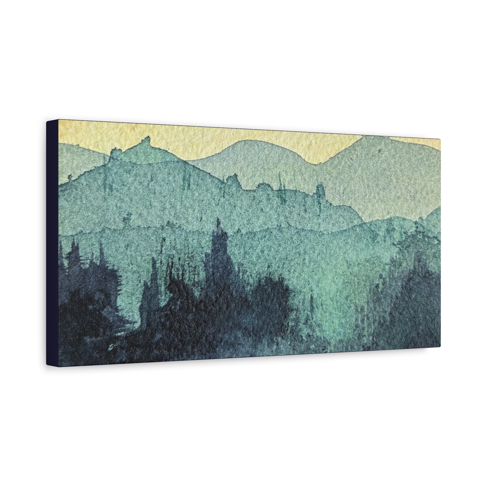 HYDE Mist Watercolor Mountain Canvas Wall Art - Matte Stretched Landscape Print