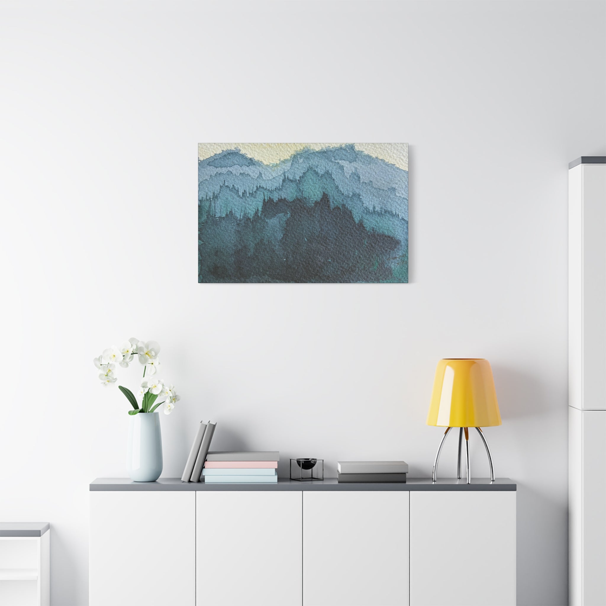 British Columbia Foggy c Watercolor Canvas Print