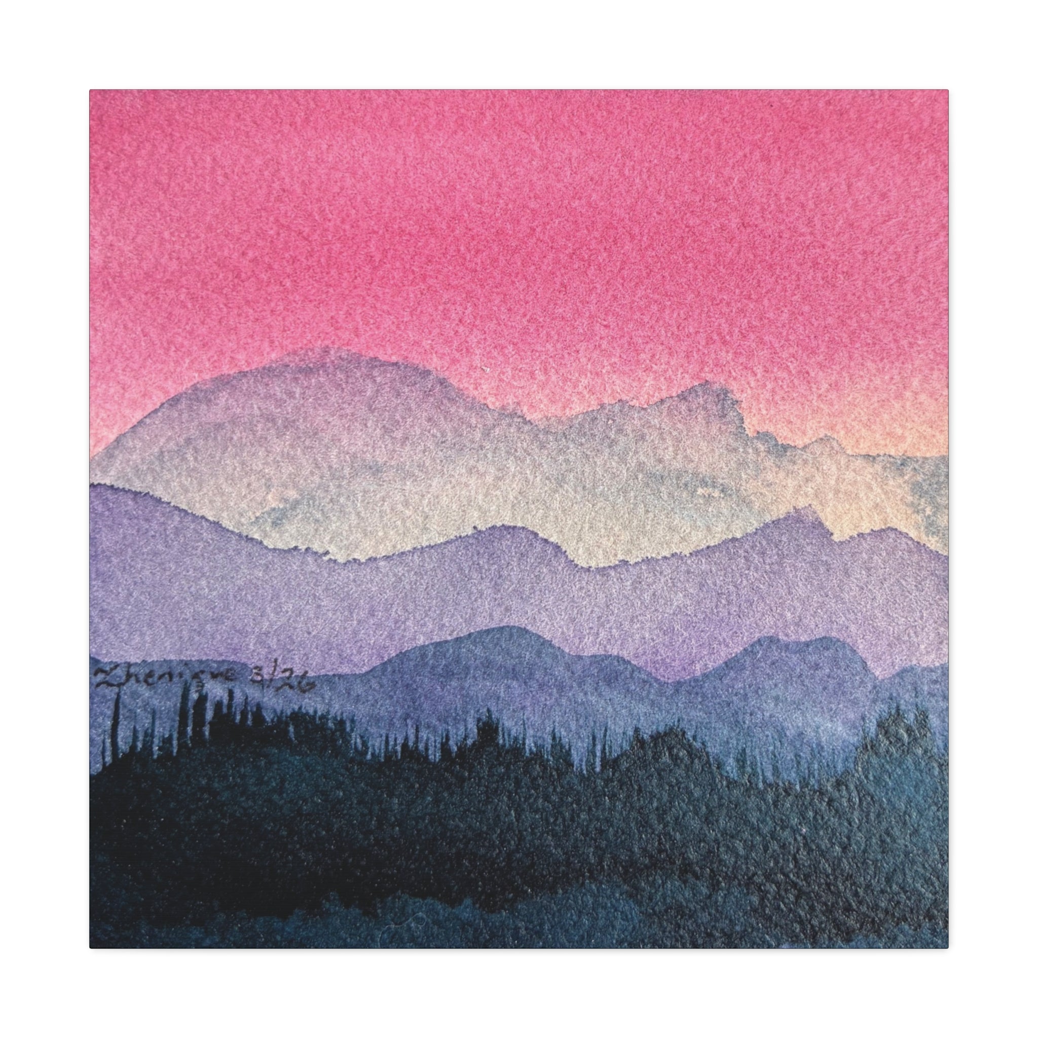 Jen Pink Sky watercolor on canvas