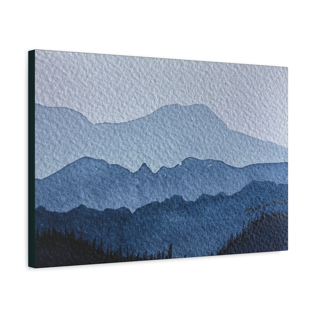 British Columbia Foggy a Watercolor Canvas Print