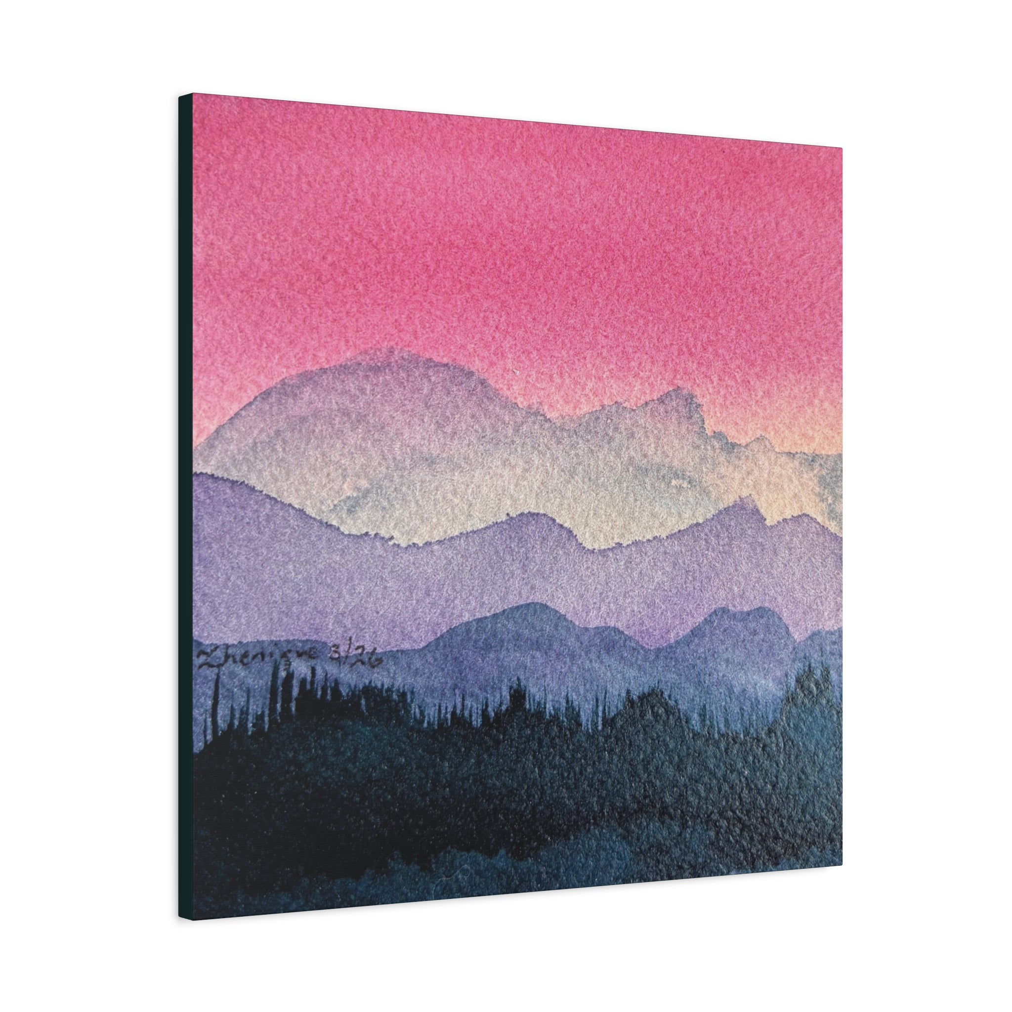 Jen Pink Sky watercolor on canvas