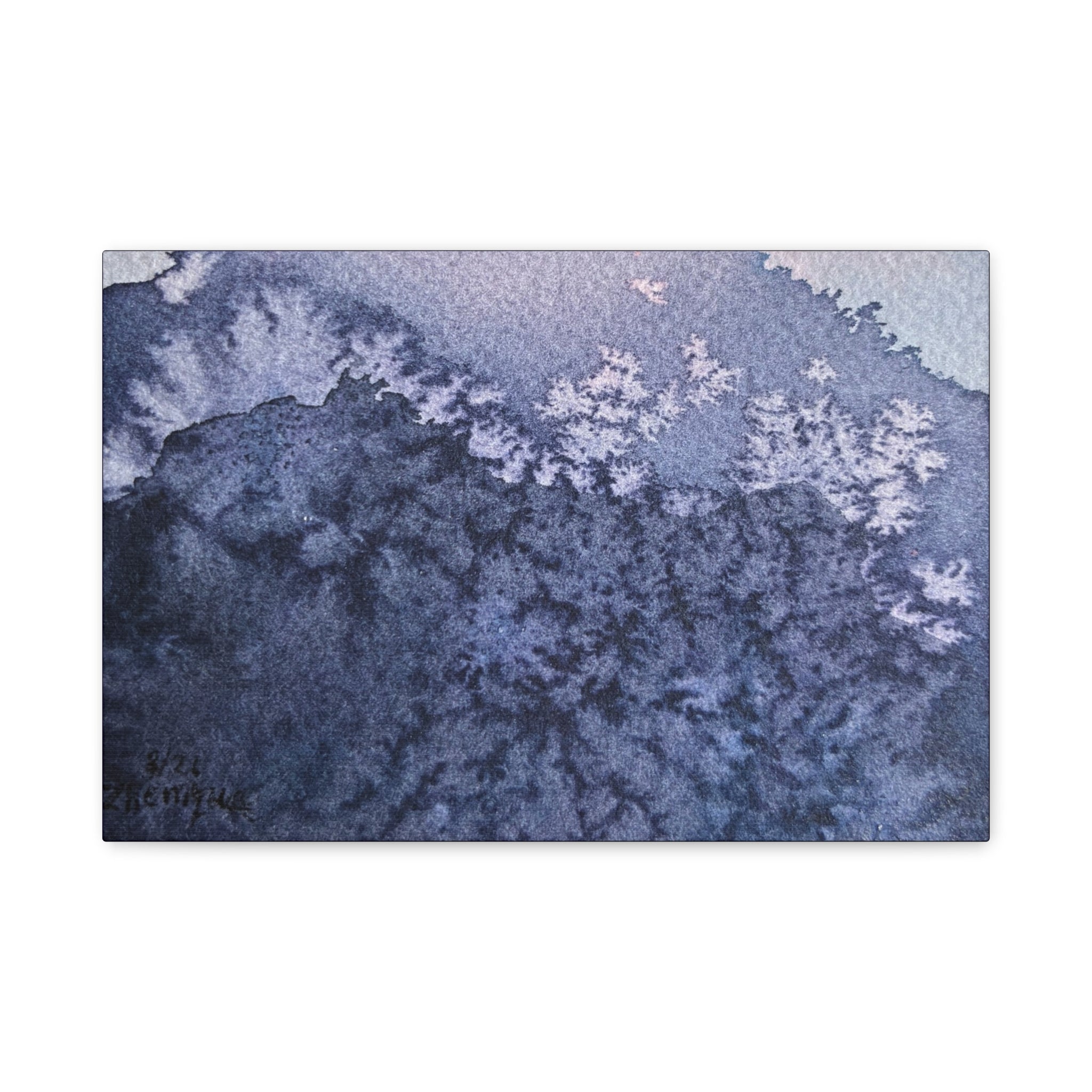 Kyle Abstract Indigo Watercolor Canvas Print — Matte Stretched Wall Art