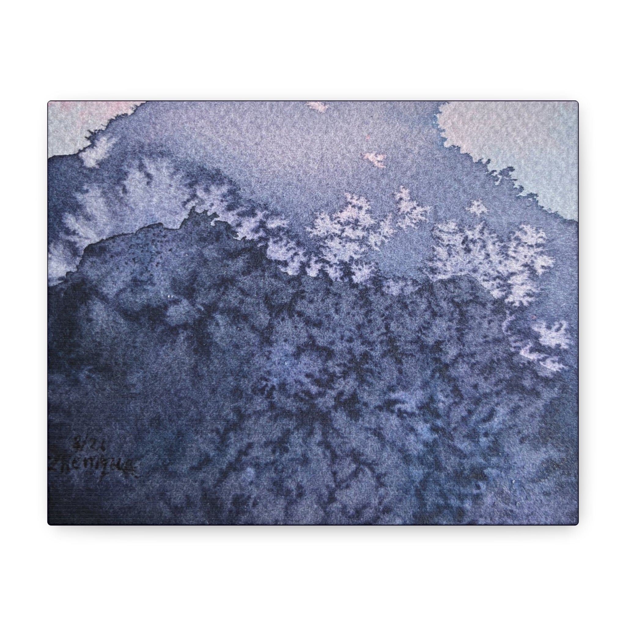 Kyle Abstract Indigo Watercolor Canvas Print — Matte Stretched Wall Art