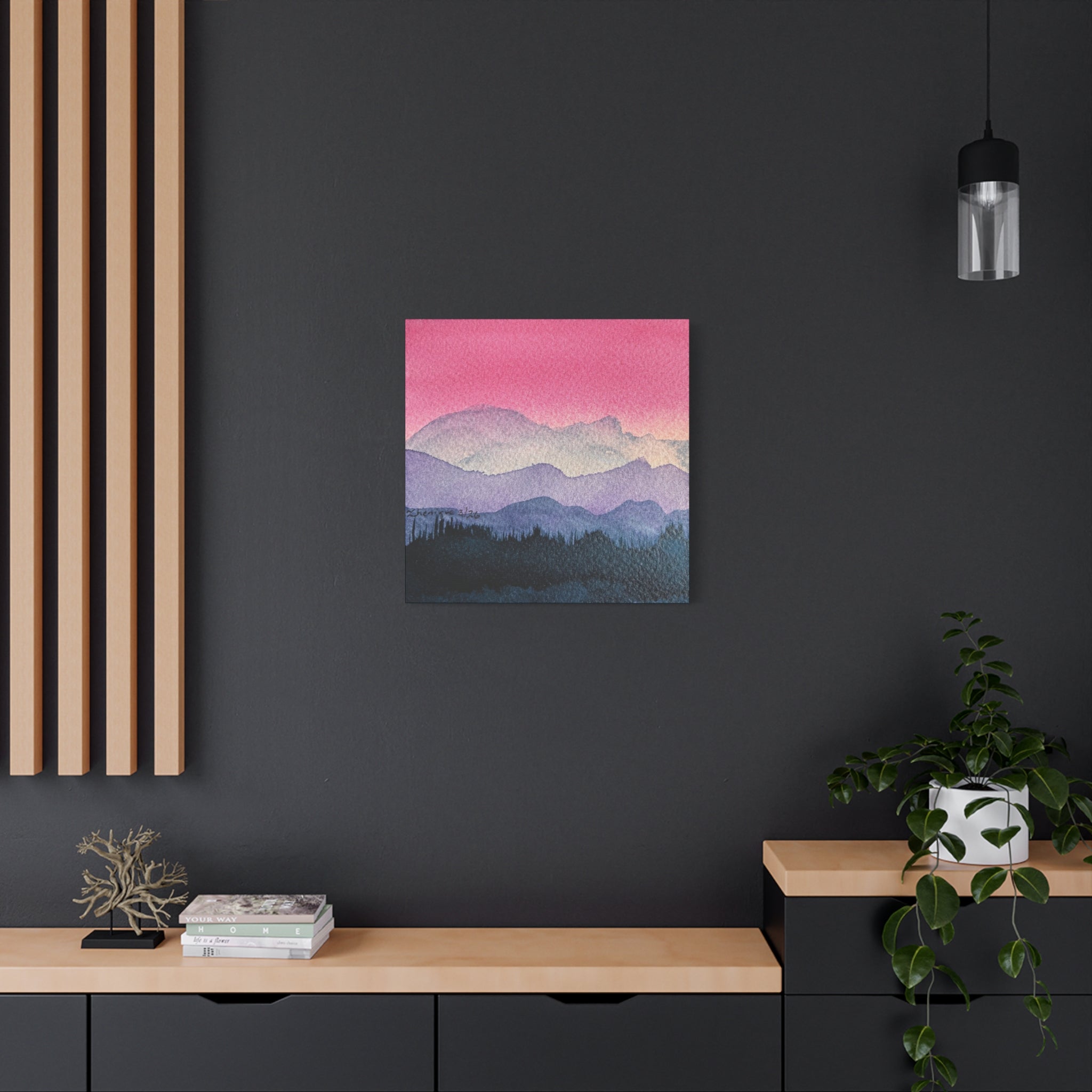 Jen Pink Sky watercolor on canvas