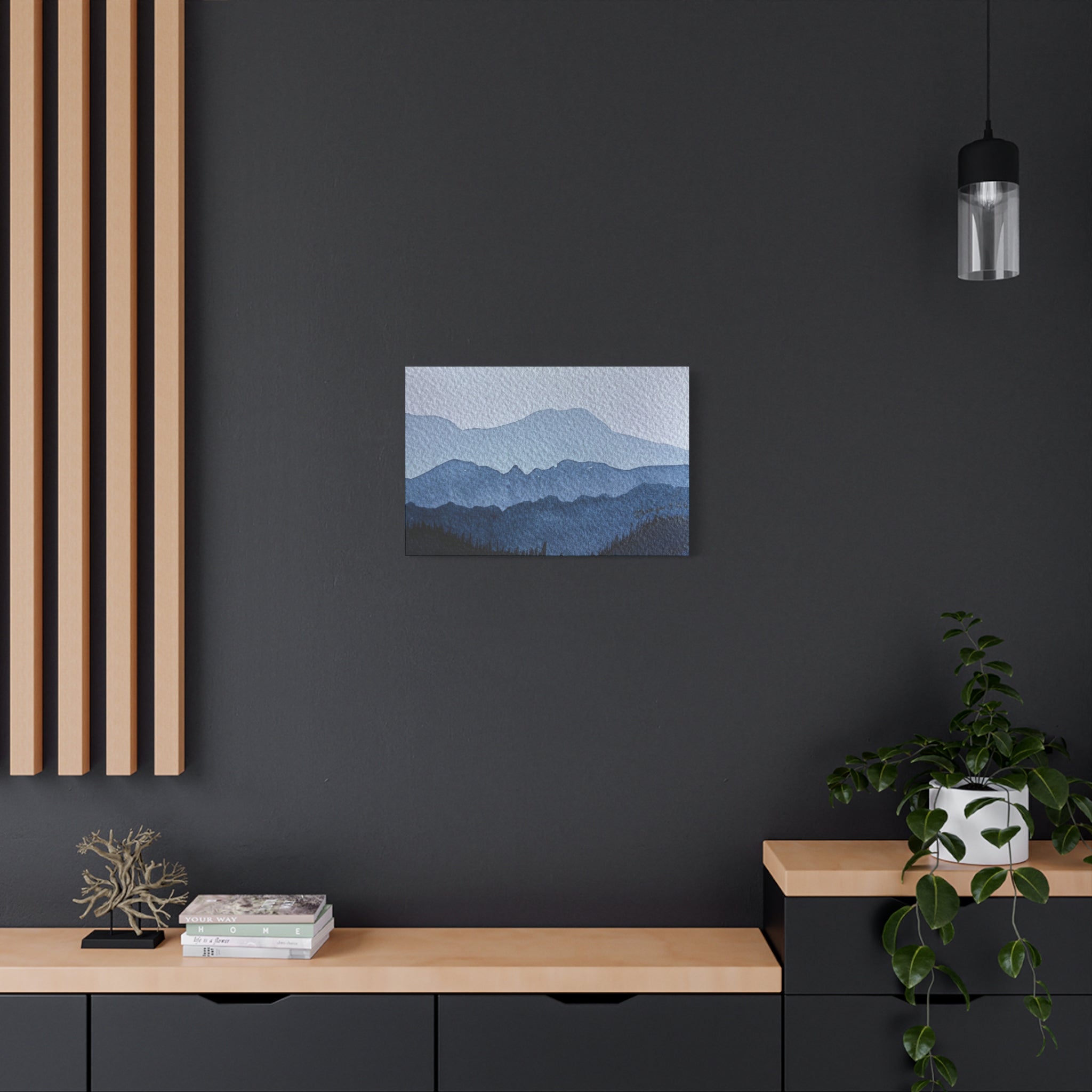 British Columbia Foggy a Watercolor Canvas Print
