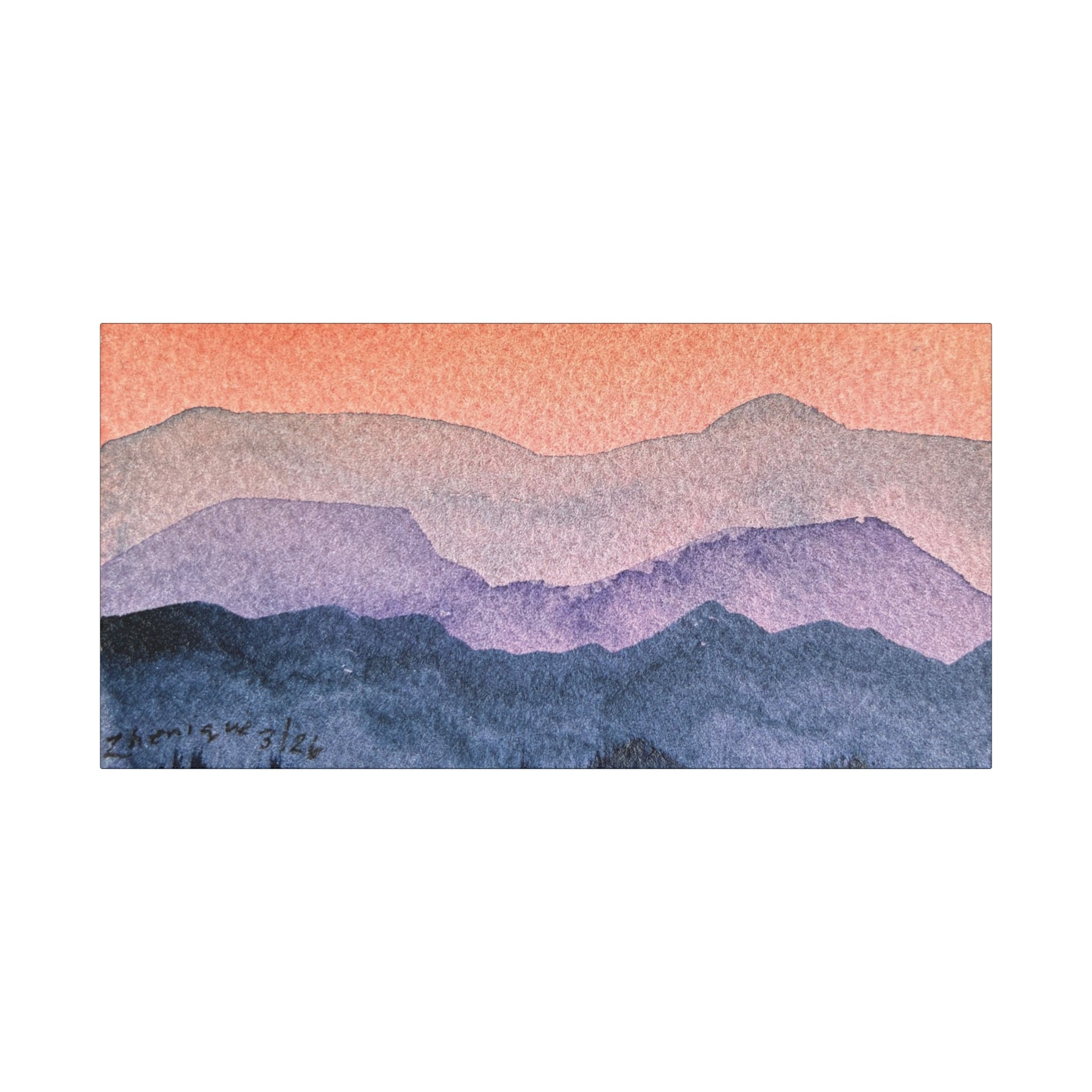 Salmon Sky Watercolor Canvas Print — Matte Stretched 1.25"