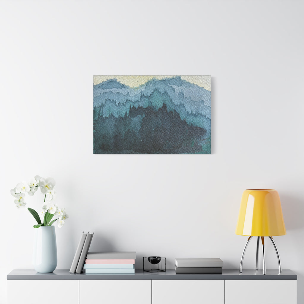 British Columbia Foggy c Watercolor Canvas Print