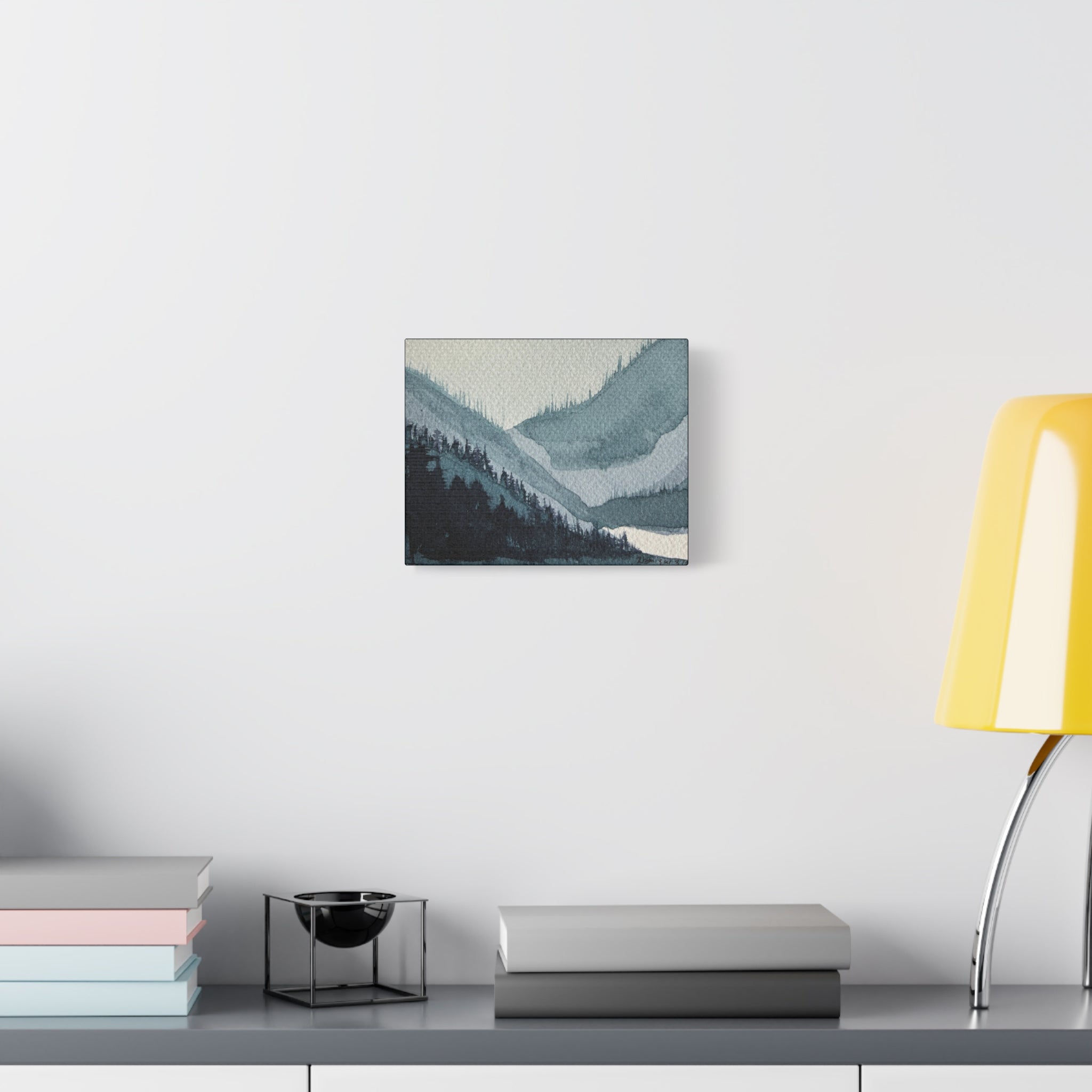 Kristi Mountain Mist Watercolor Canvas Wall Art — Stretched Matte Landscape Print