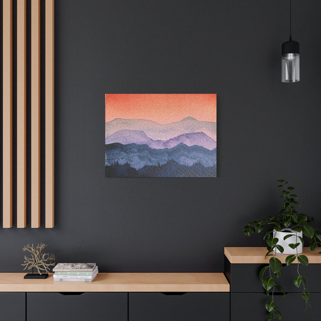 Salmon Sky Watercolor Canvas Print — Matte Stretched 1.25"