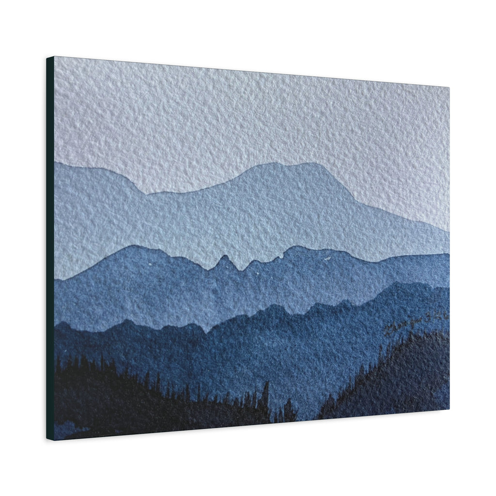 British Columbia Foggy a Watercolor Canvas Print