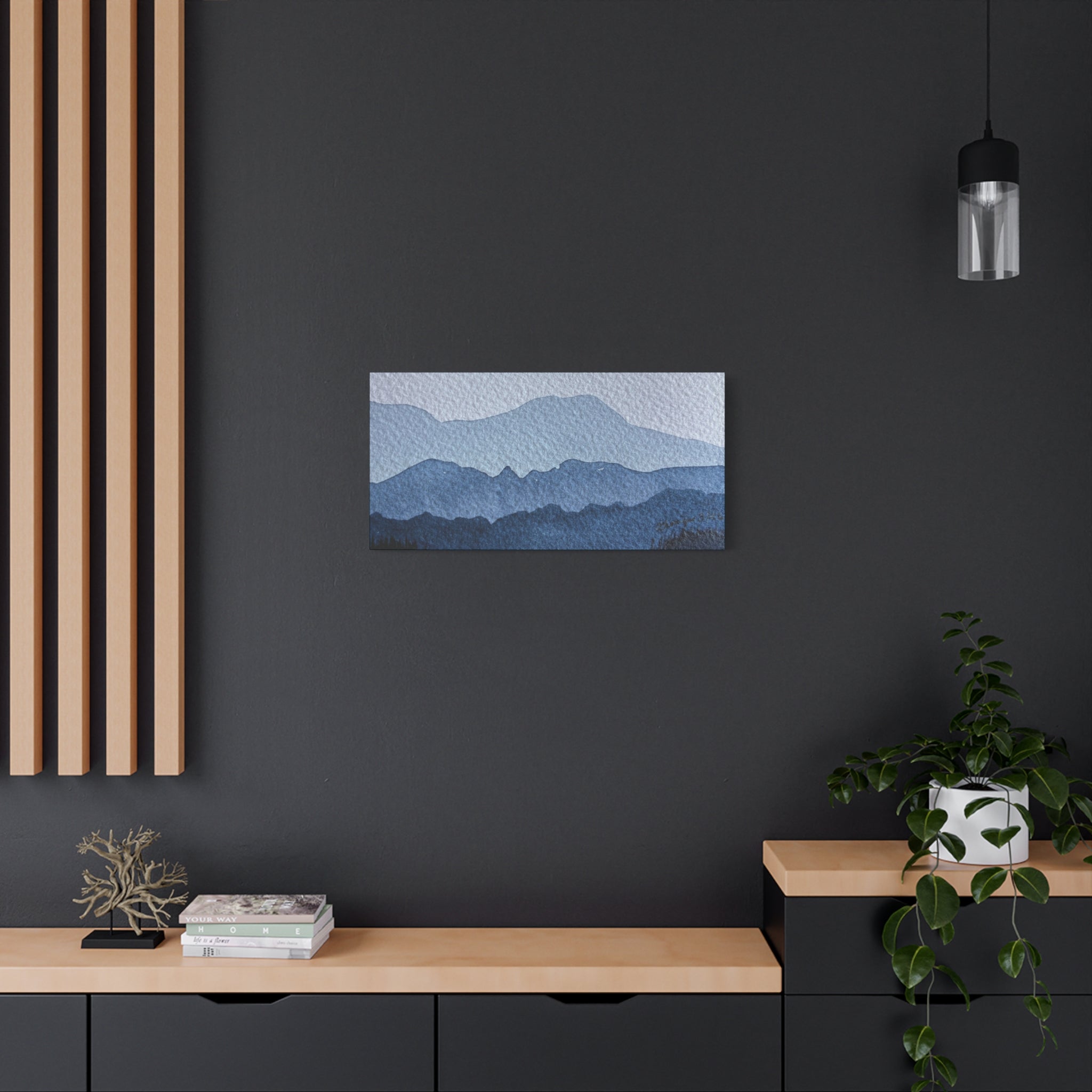 British Columbia Foggy a Watercolor Canvas Print