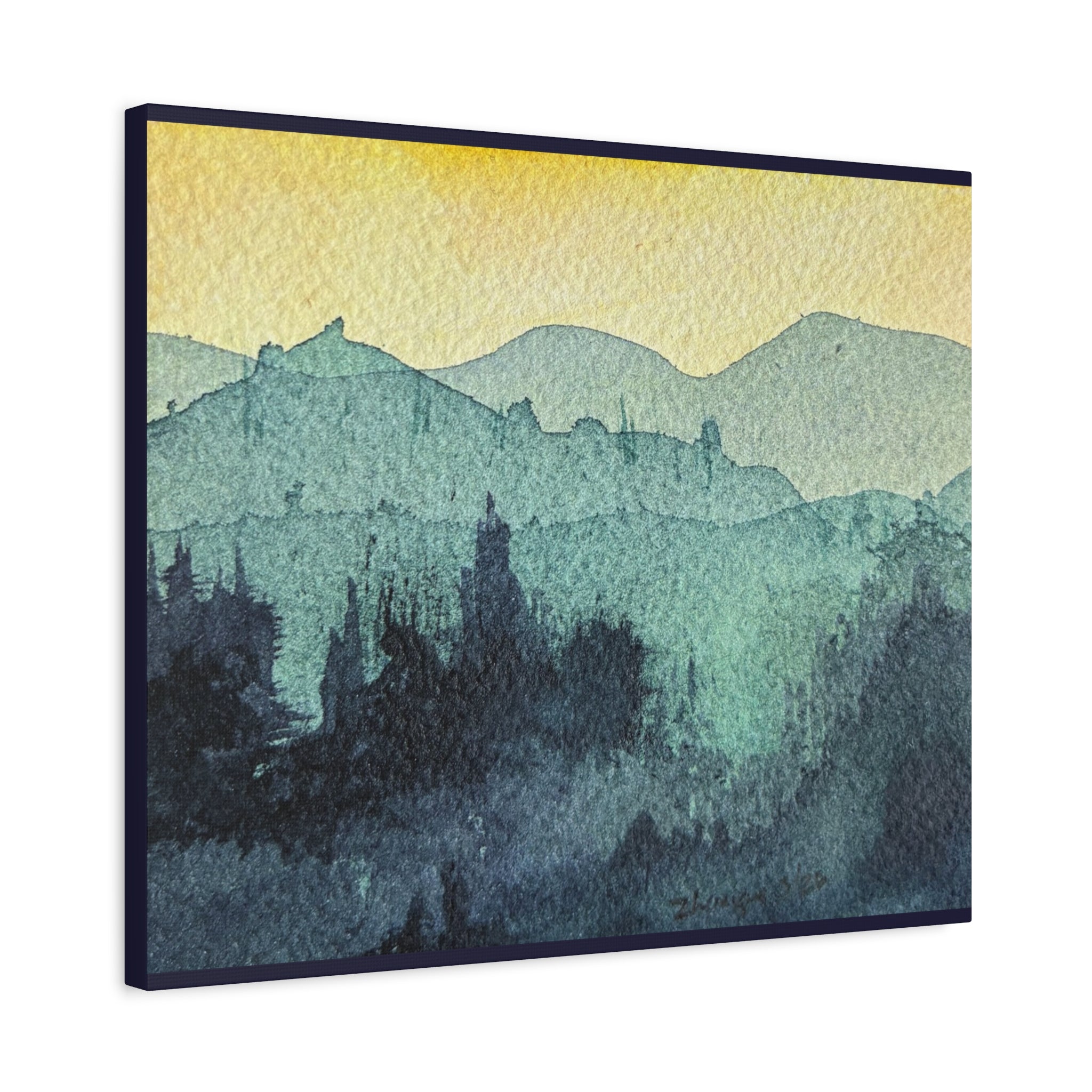 HYDE Mist Watercolor Mountain Canvas Wall Art - Matte Stretched Landscape Print