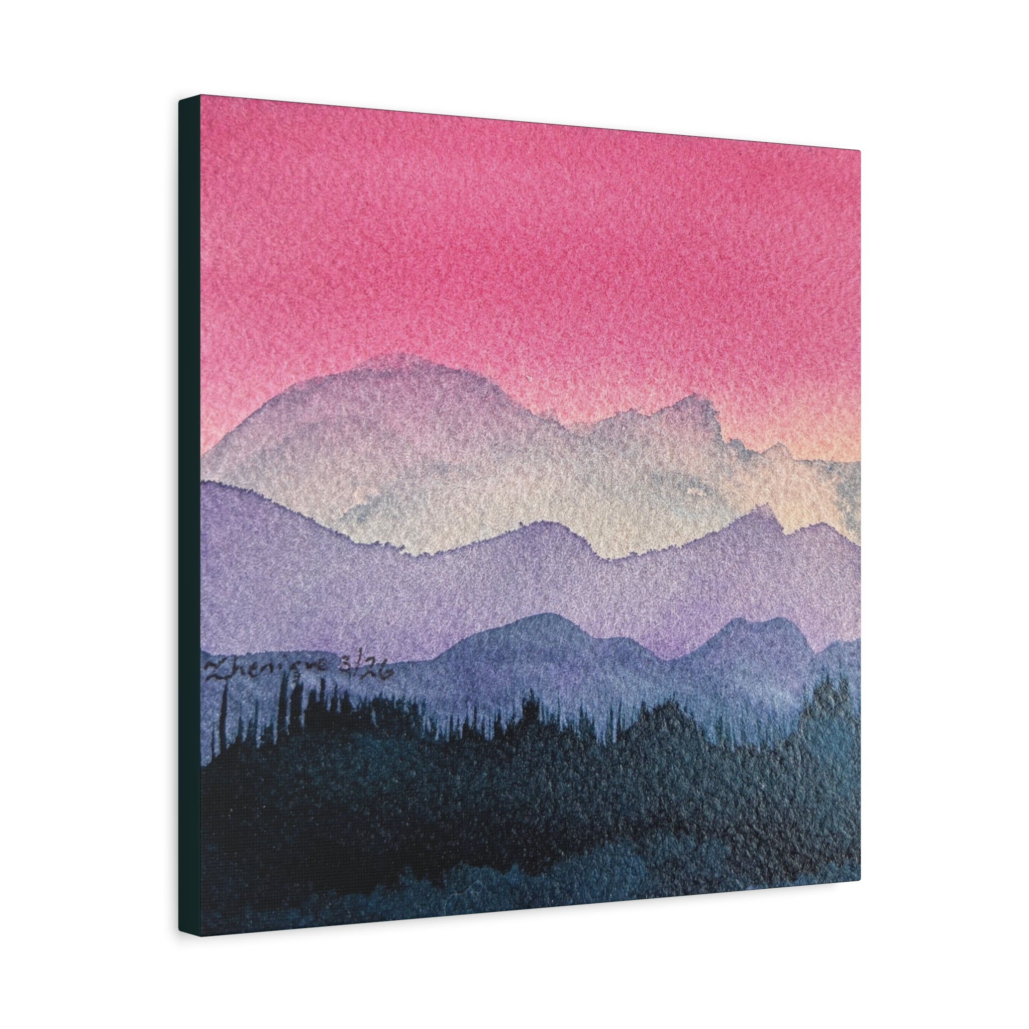 Jen Pink Sky watercolor on canvas
