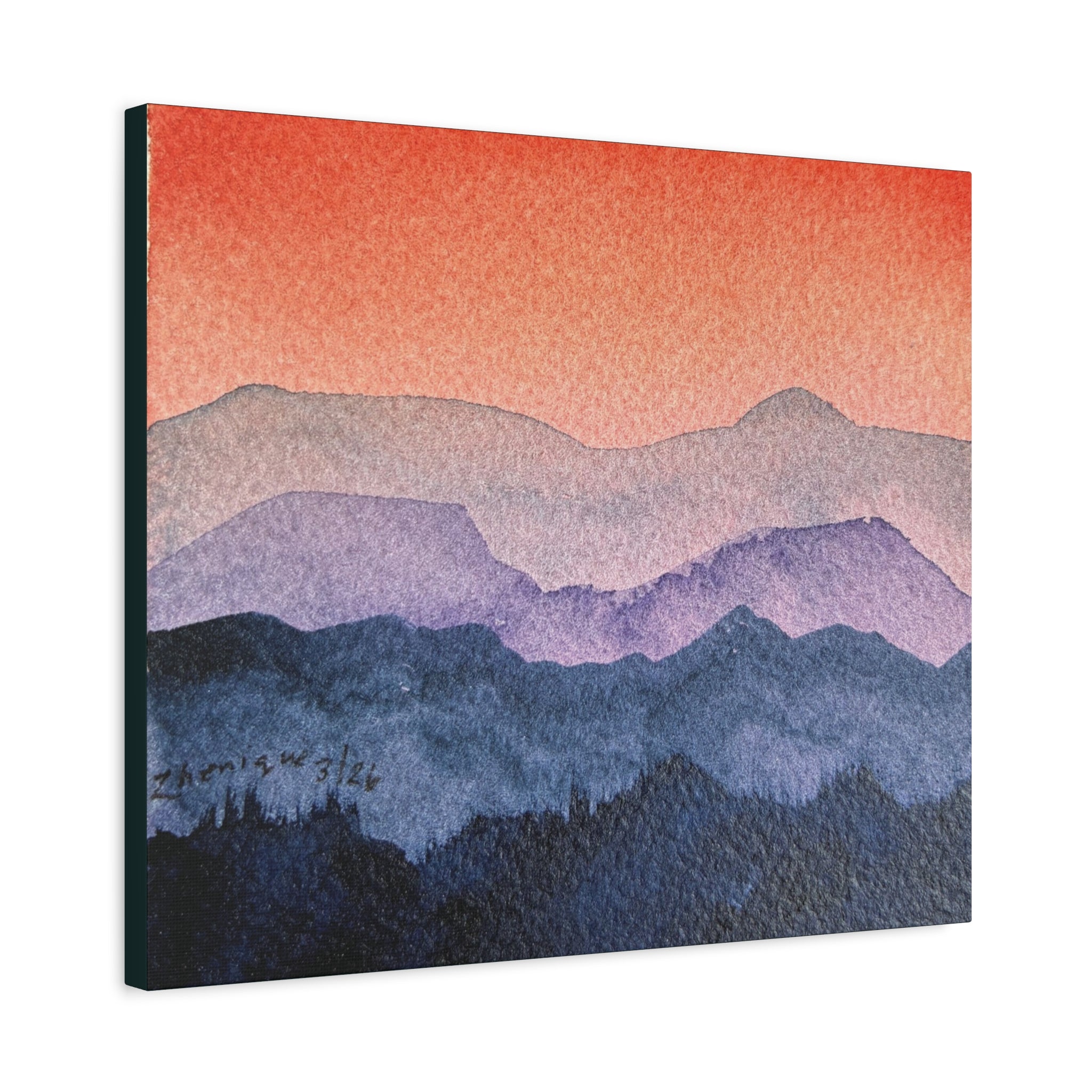 Salmon Sky Watercolor Canvas Print — Matte Stretched 1.25"