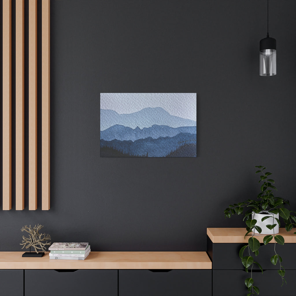 British Columbia Foggy a Watercolor Canvas Print