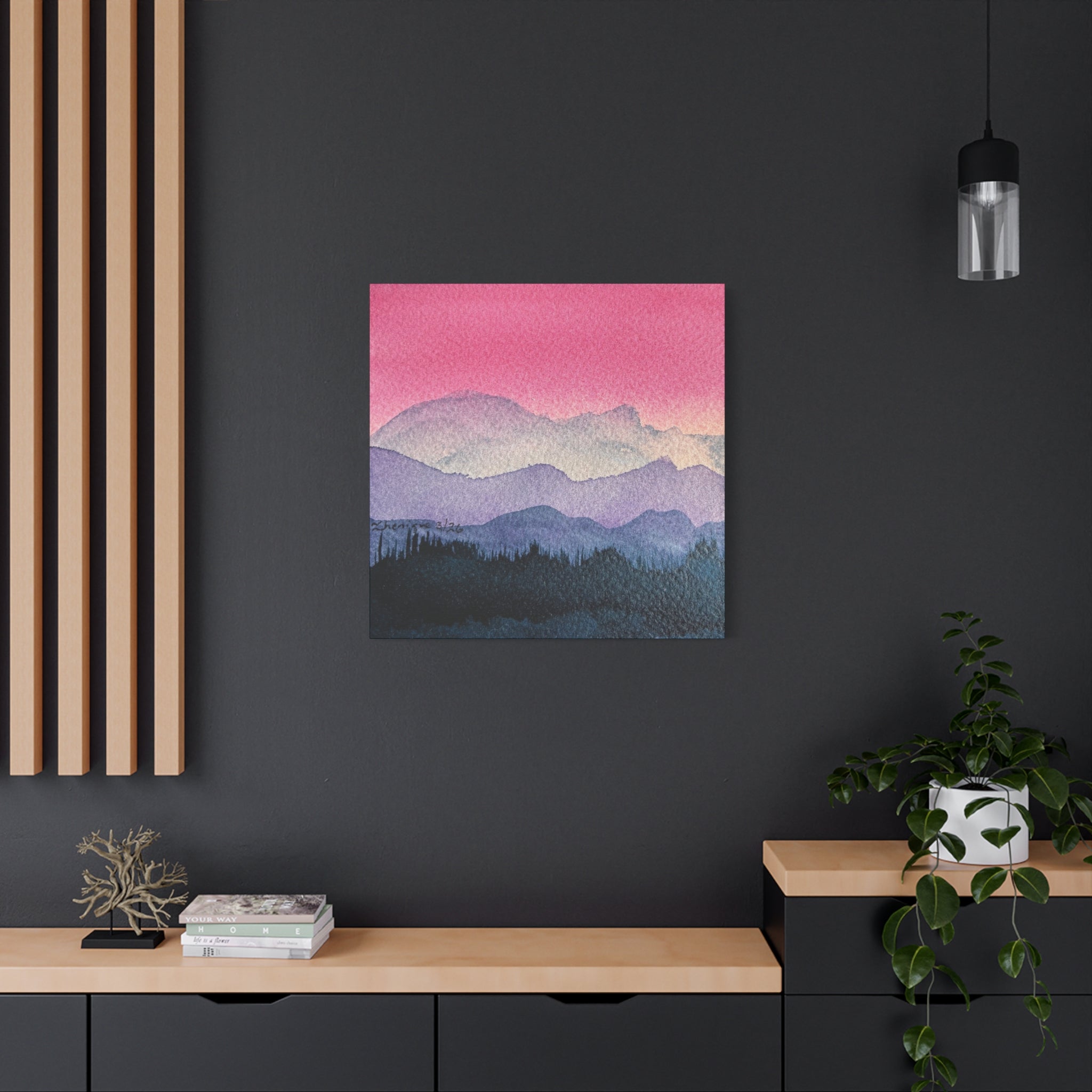 Jen Pink Sky watercolor on canvas