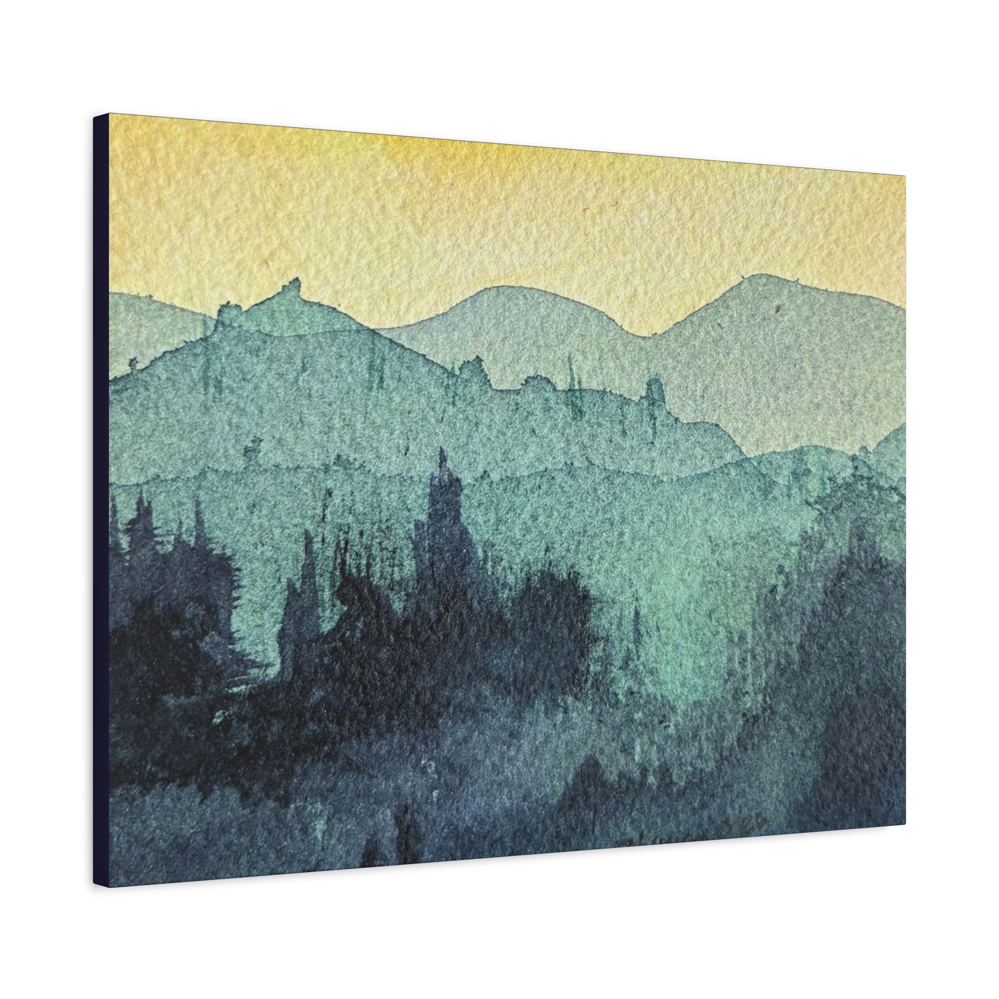 HYDE Mist Watercolor Mountain Canvas Wall Art - Matte Stretched Landscape Print
