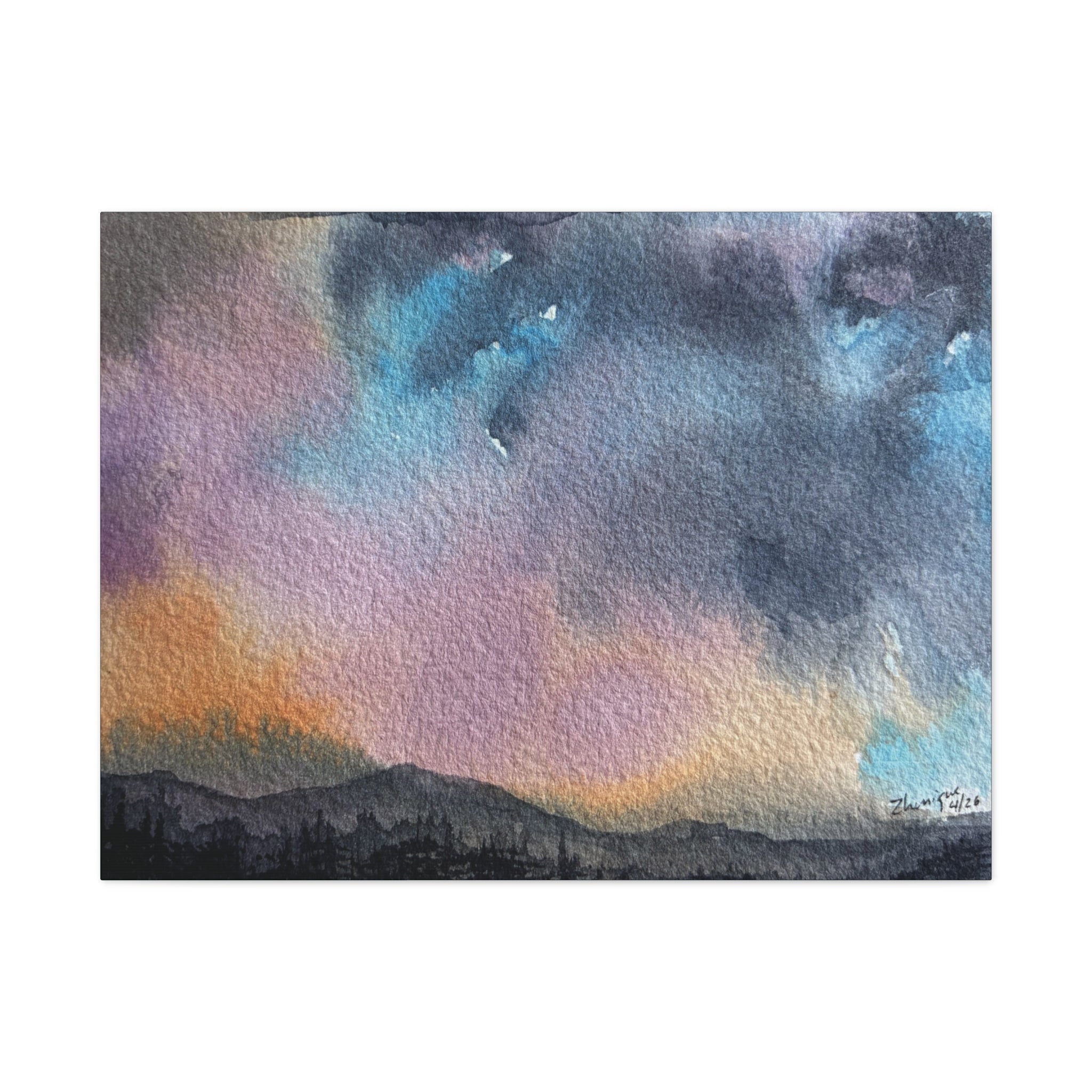 NH Spring fade d watercolor on canvas