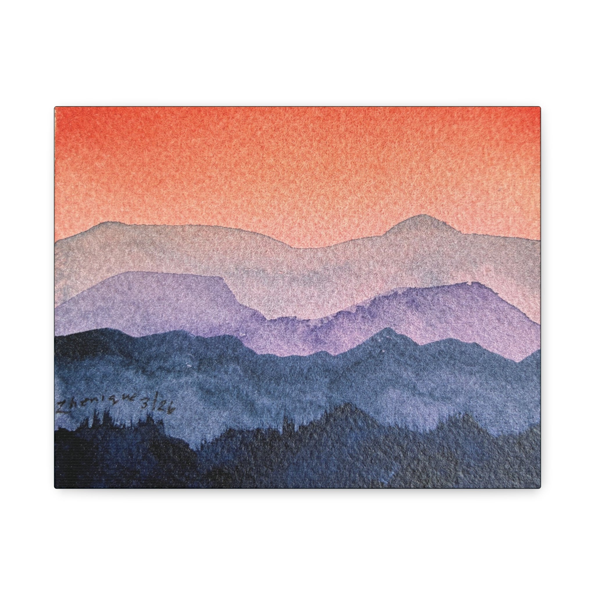 Salmon Sky Watercolor Canvas Print — Matte Stretched 1.25"
