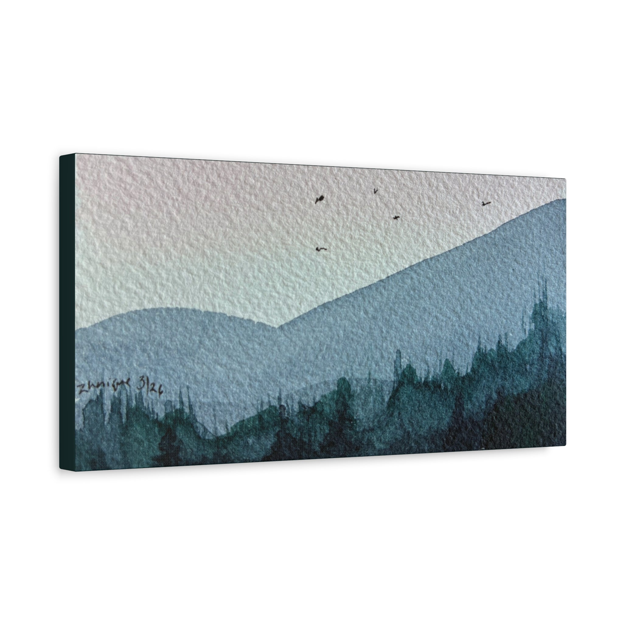 British Columbia Foggy b Watercolor Canvas Print