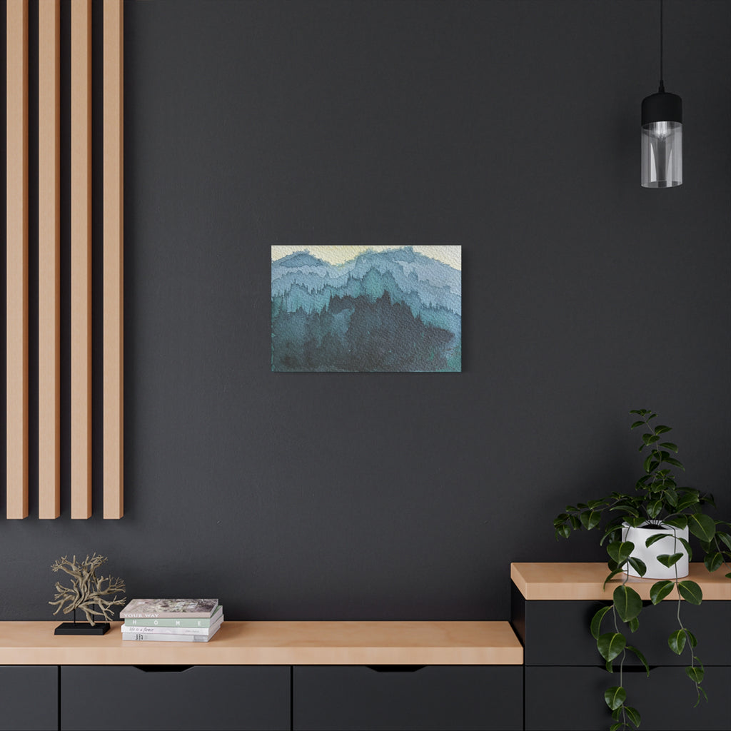 British Columbia Foggy c Watercolor Canvas Print
