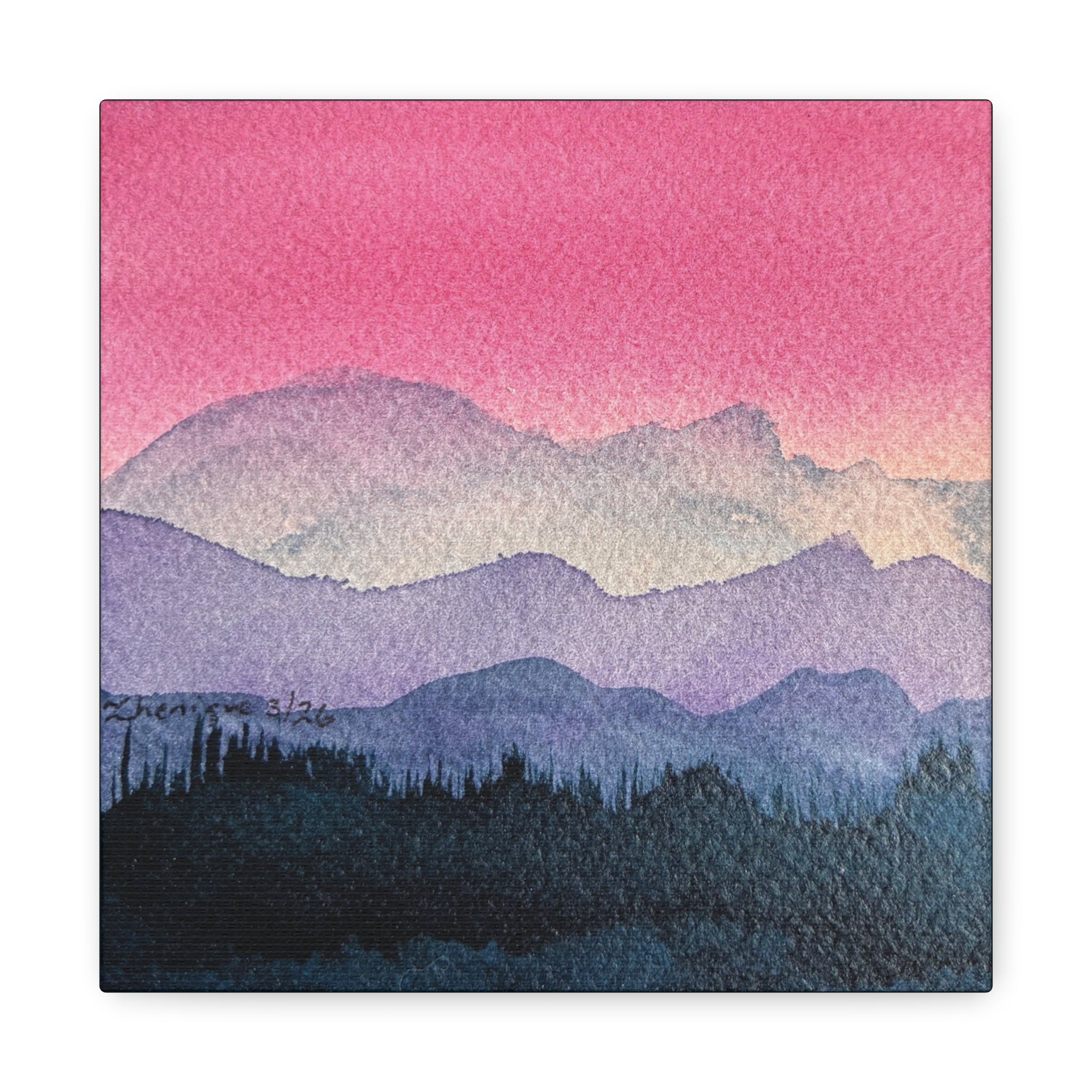 Jen Pink Sky watercolor on canvas