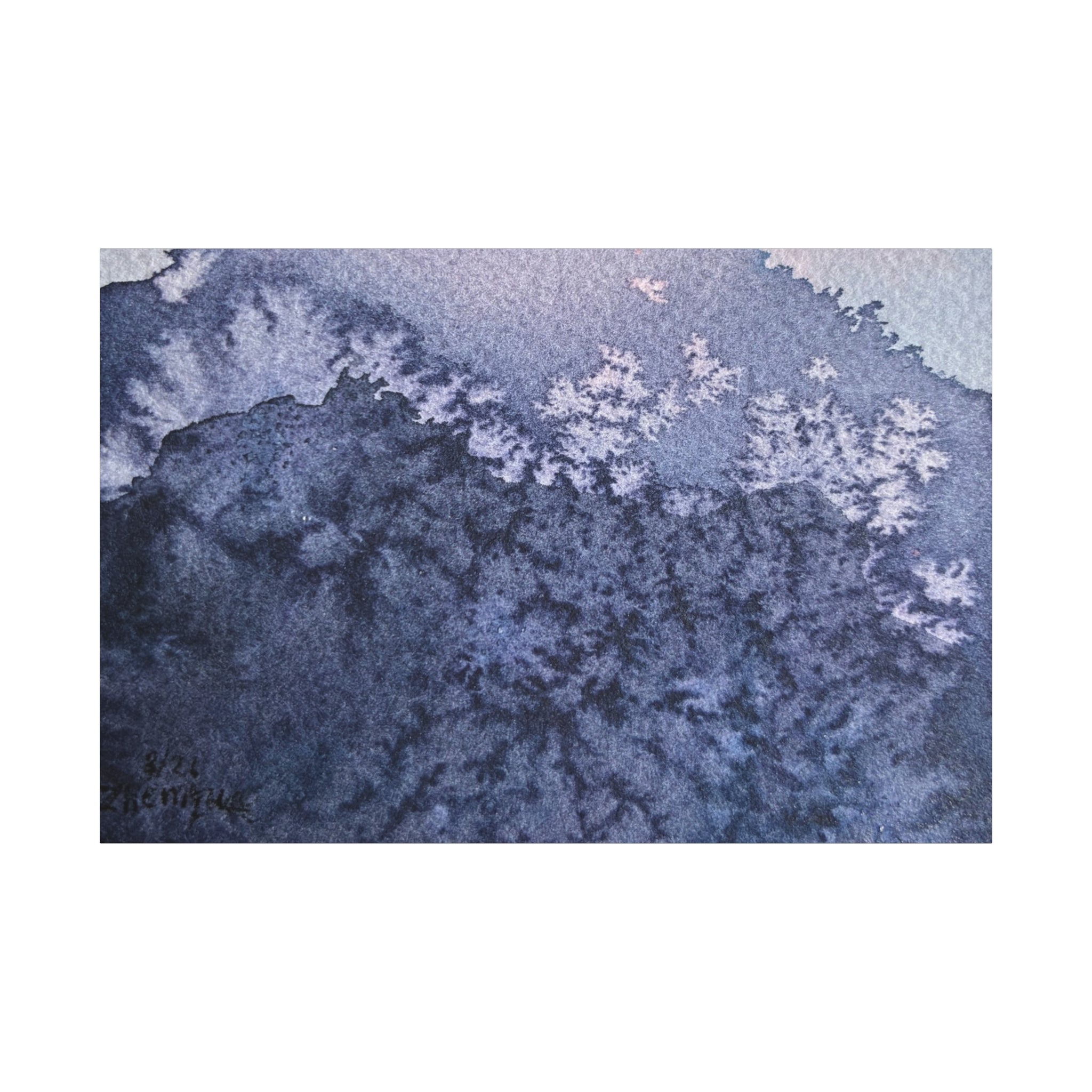Kyle Abstract Indigo Watercolor Canvas Print — Matte Stretched Wall Art