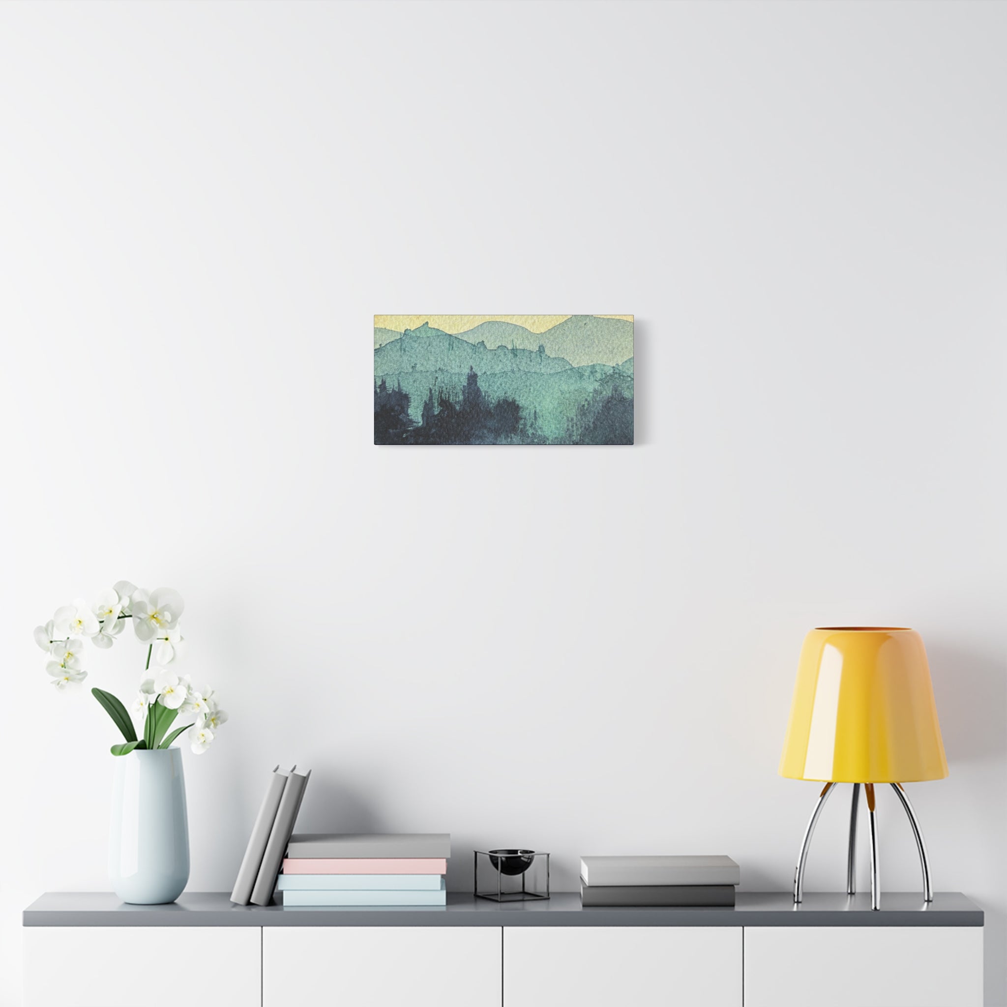 HYDE Mist Watercolor Mountain Canvas Wall Art - Matte Stretched Landscape Print