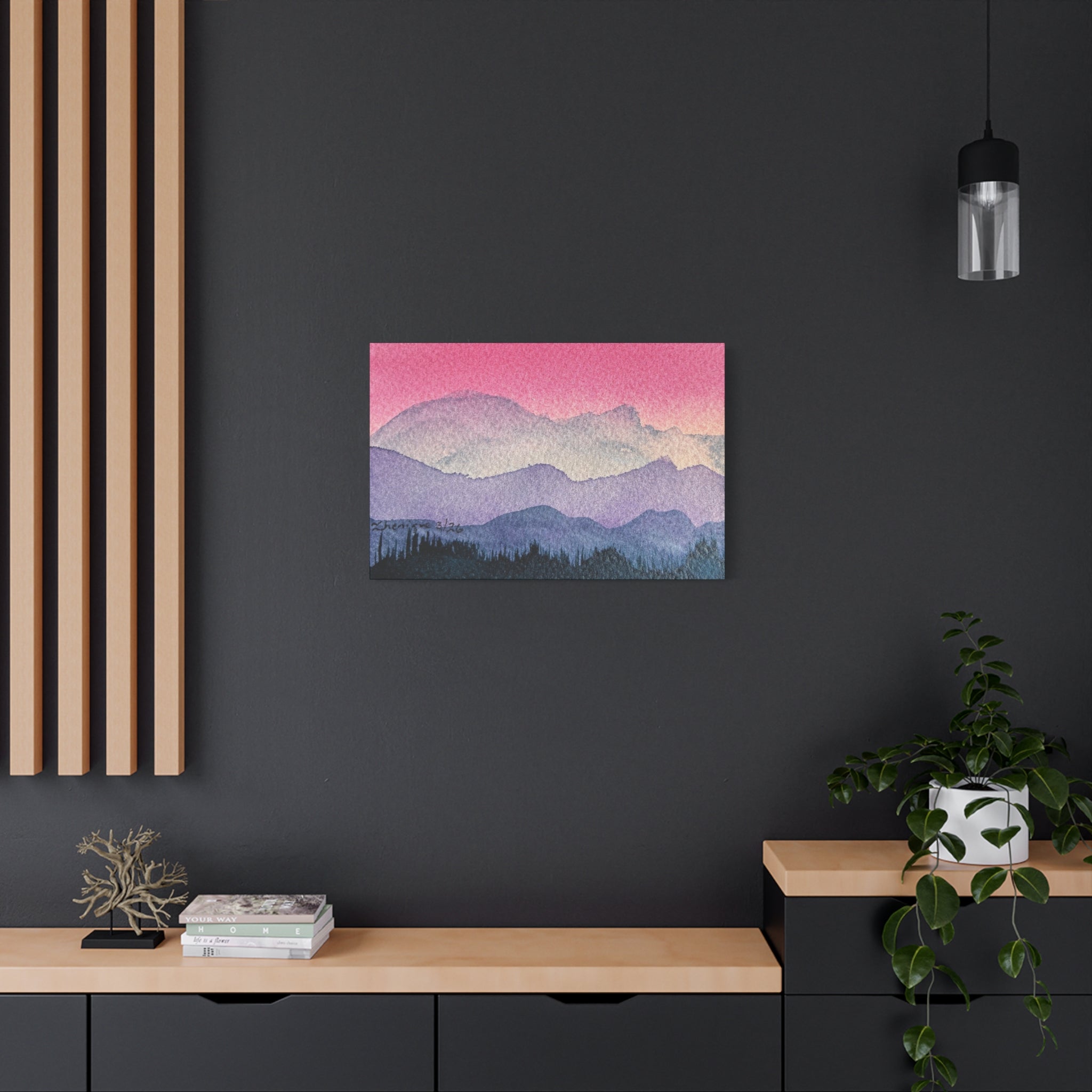 Jen Pink Sky watercolor on canvas