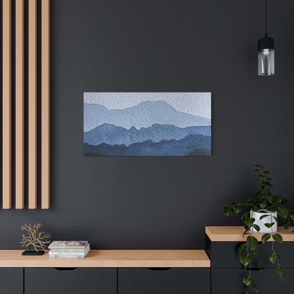 British Columbia Foggy a Watercolor Canvas Print