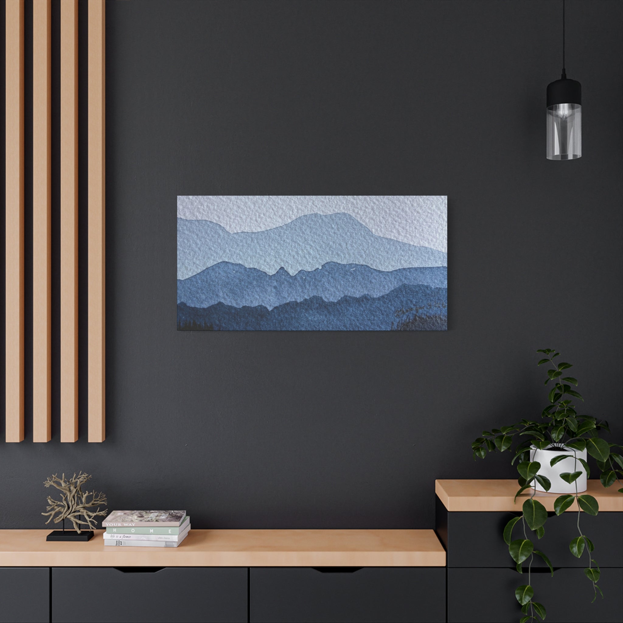 British Columbia Foggy a Watercolor Canvas Print