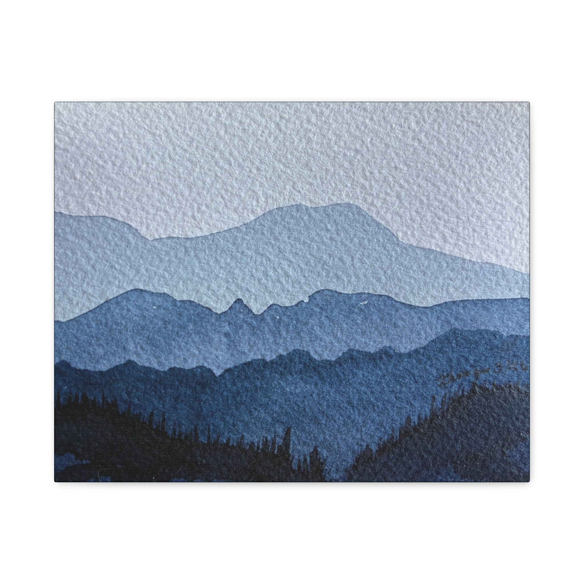 British Columbia Foggy a Watercolor Canvas Print