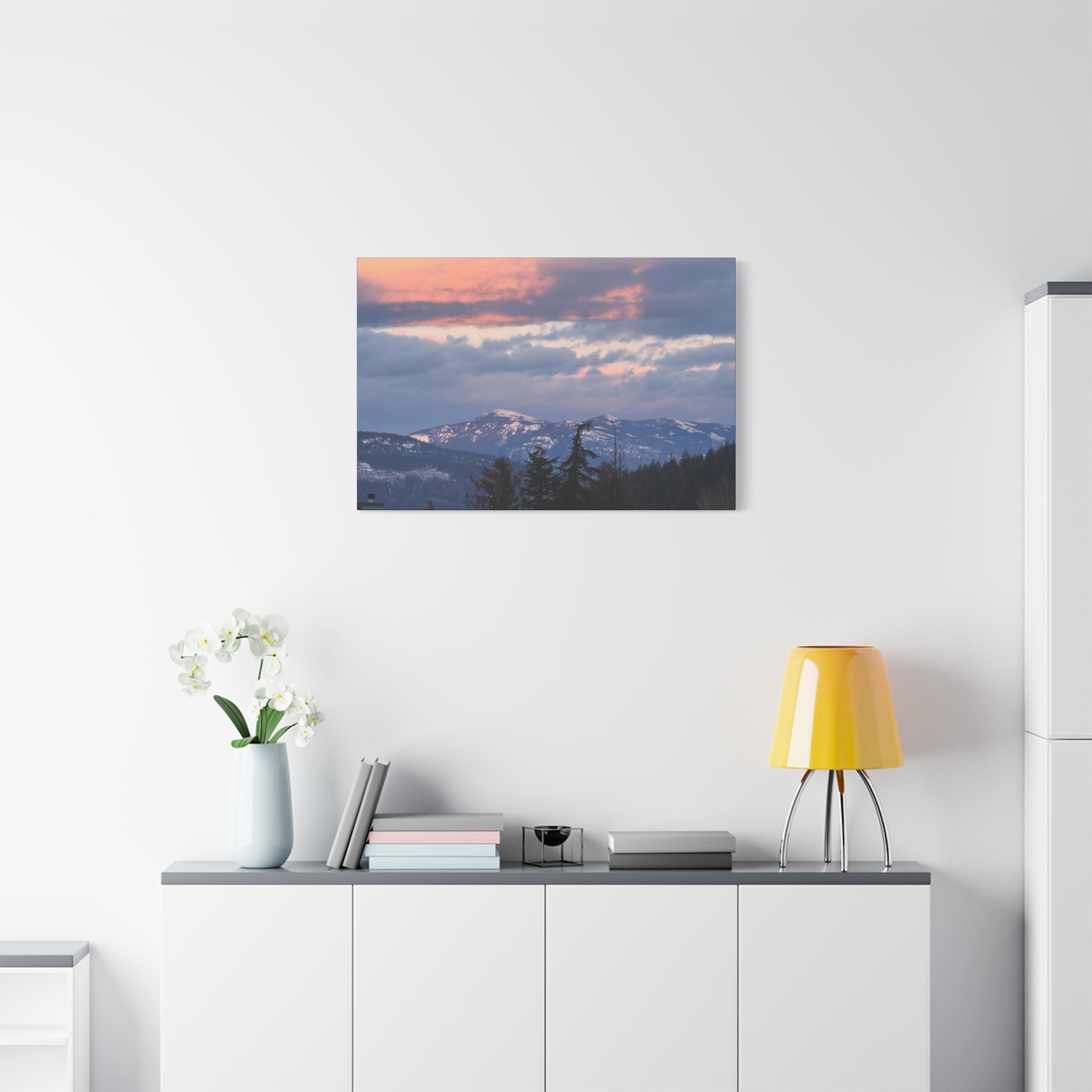 British Columbia Spring Mountain Photo Canvas Wall Art — Stretched Matte Landscape Print
