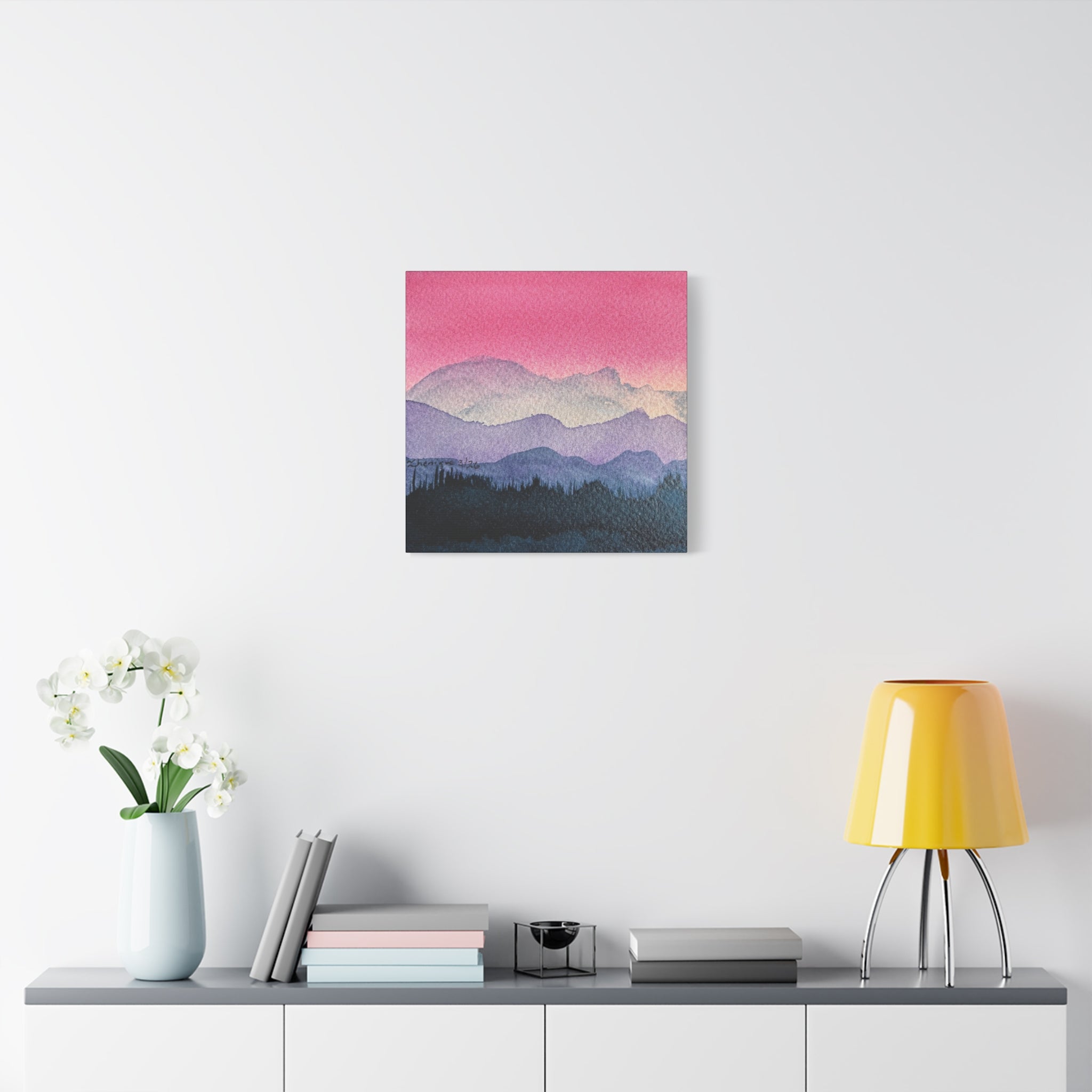 Jen Pink Sky watercolor on canvas