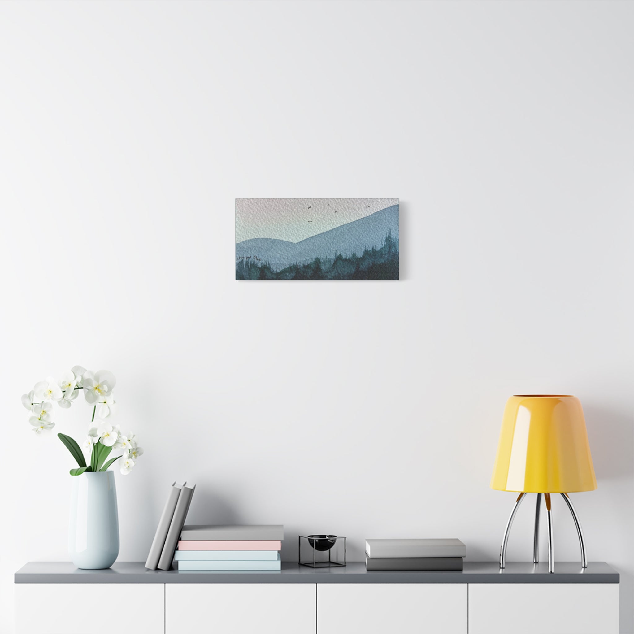 British Columbia Foggy b Watercolor Canvas Print